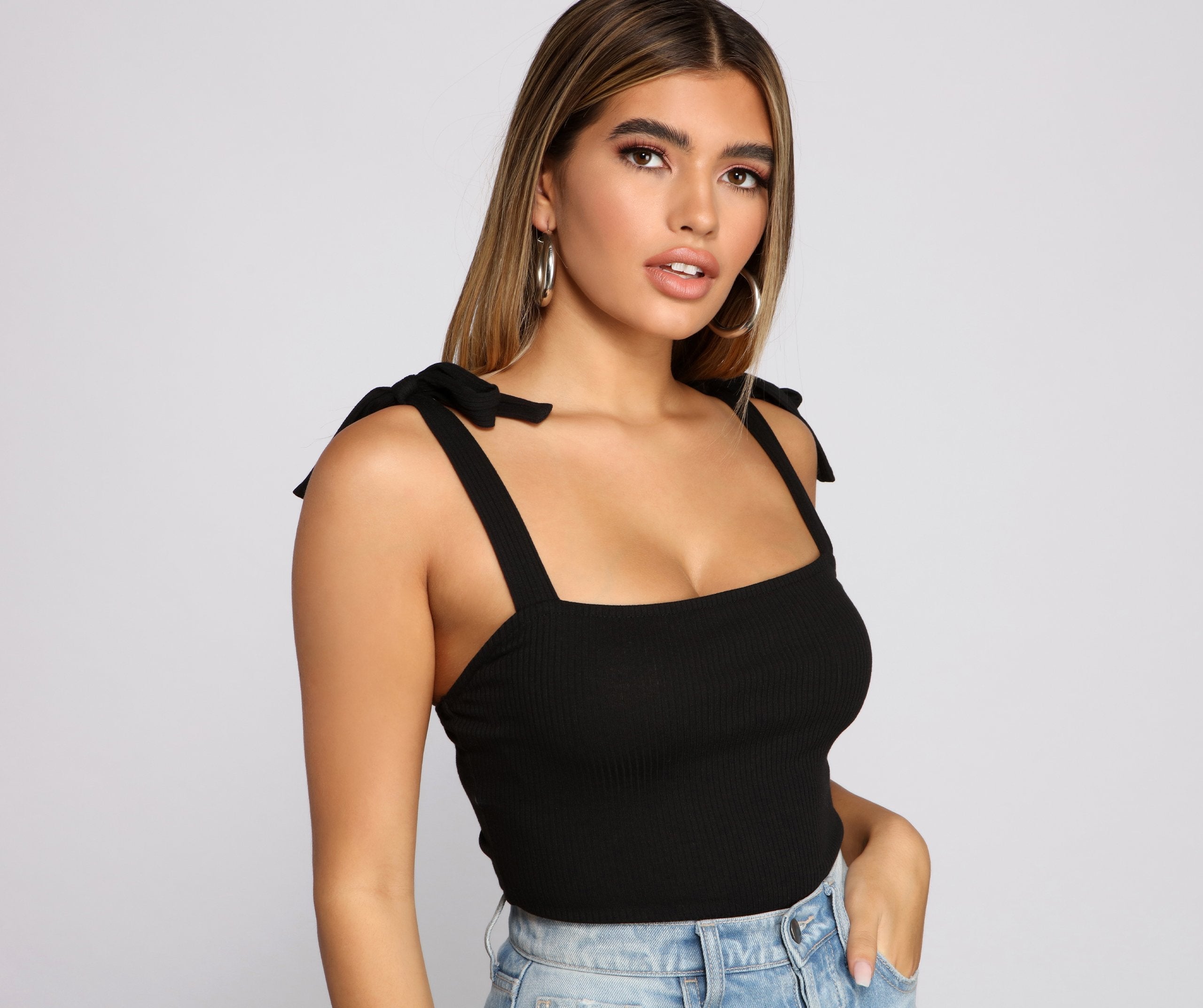 Ribbed Tie Strap Bodysuit - Lady Occasions