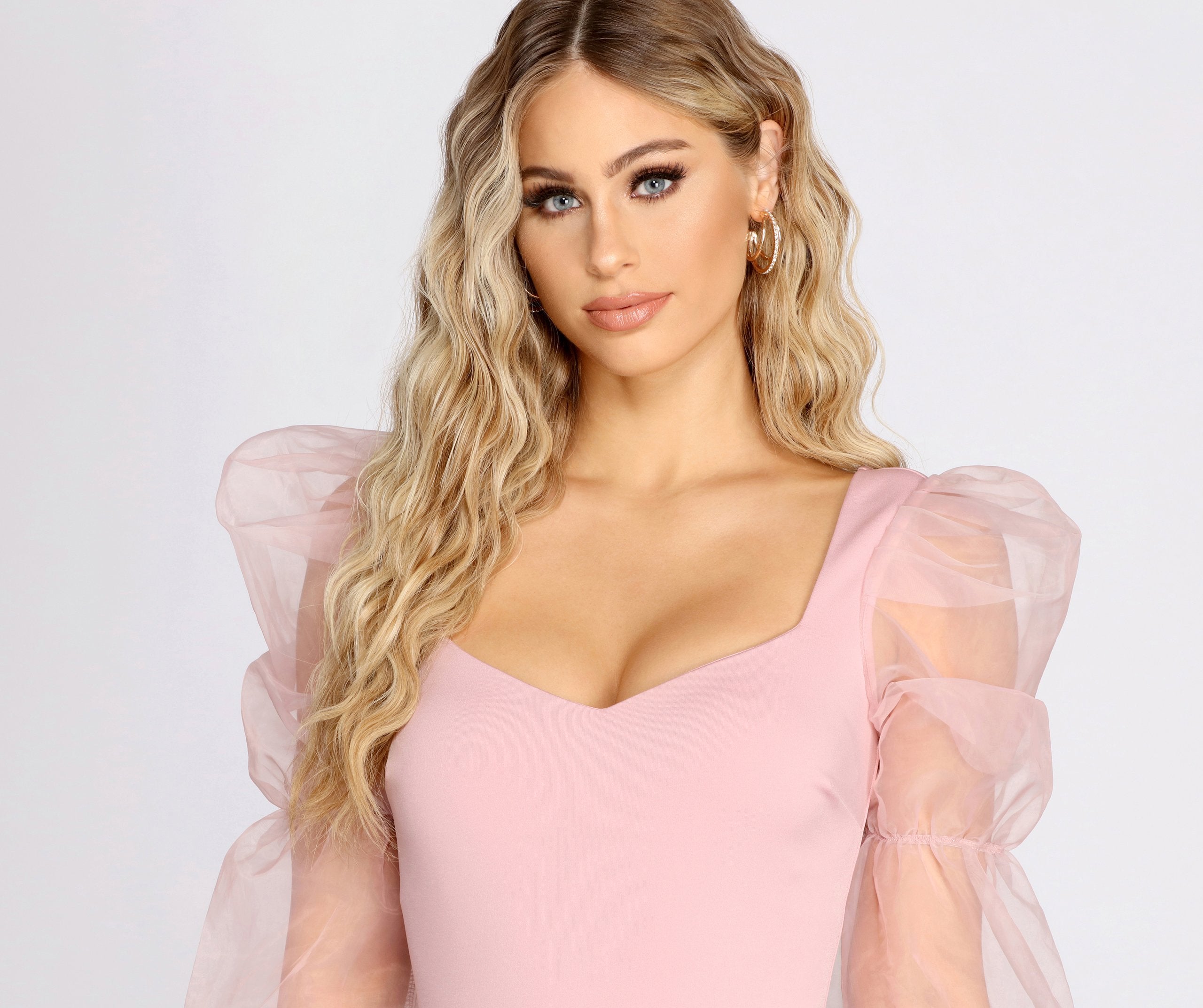 Essential Organza Puff Sleeve Bodysuit - Lady Occasions