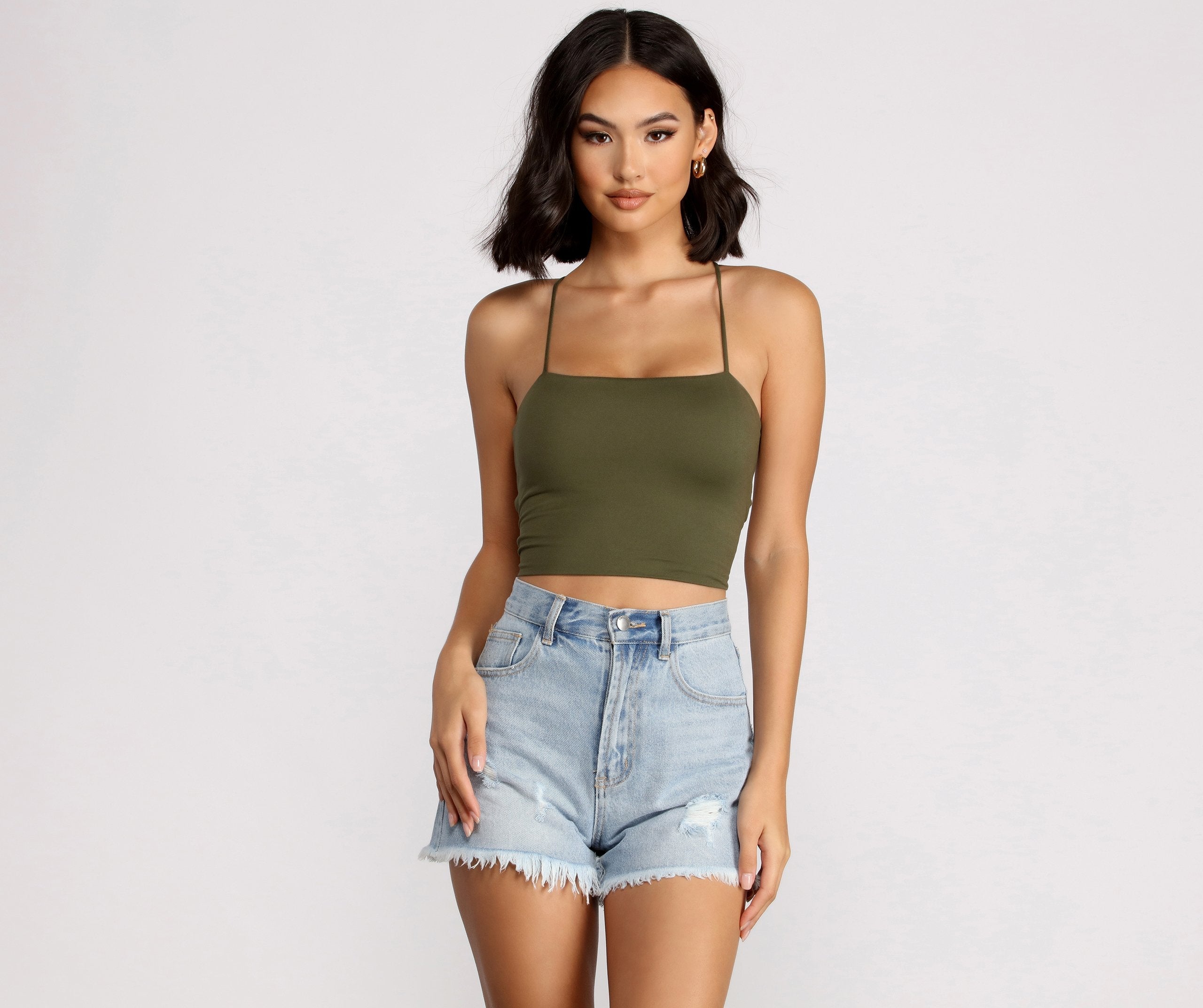 Step Up Crop Lace-Up Top - Lady Occasions