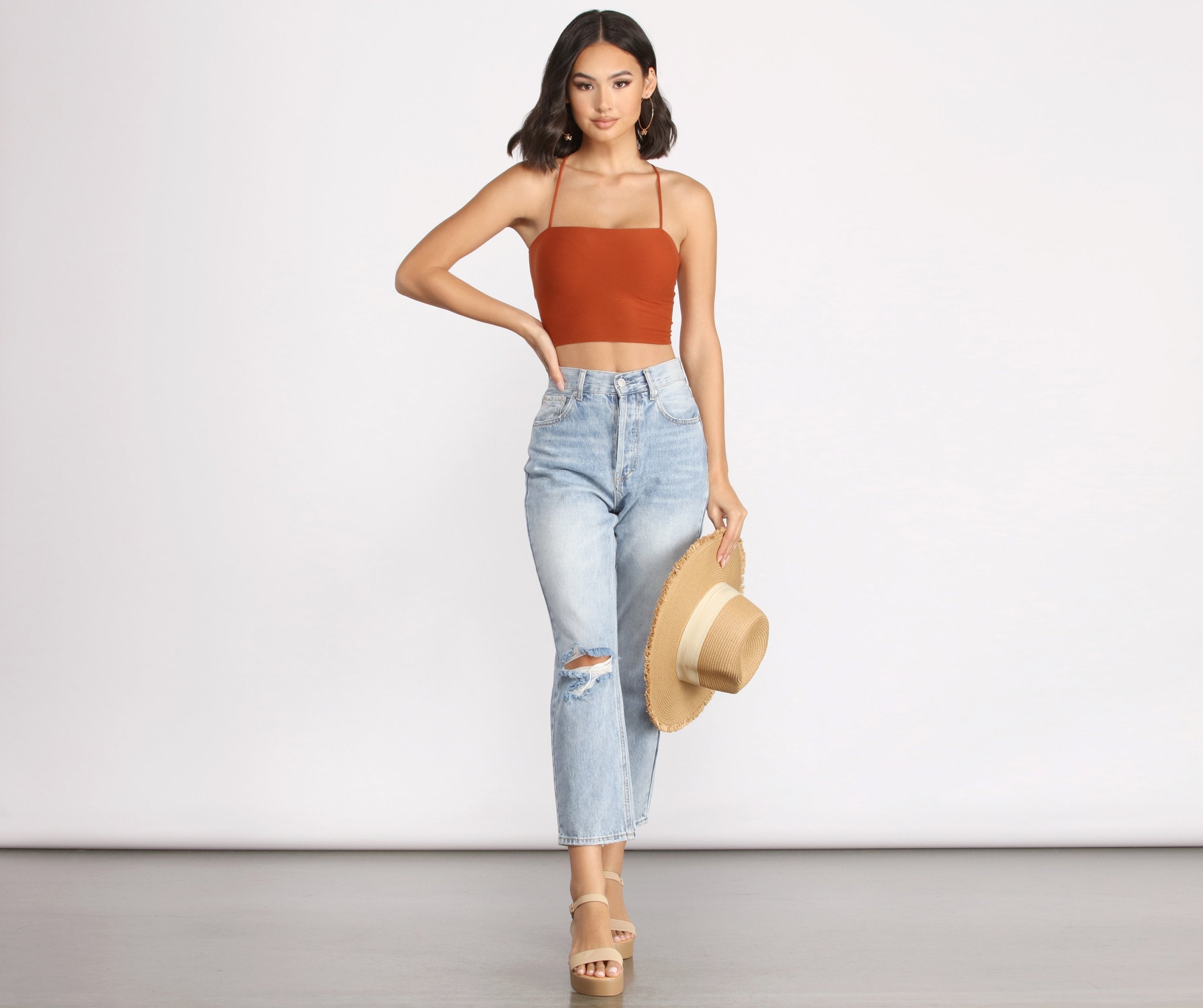 Step Up Crop Lace-Up Top - Lady Occasions