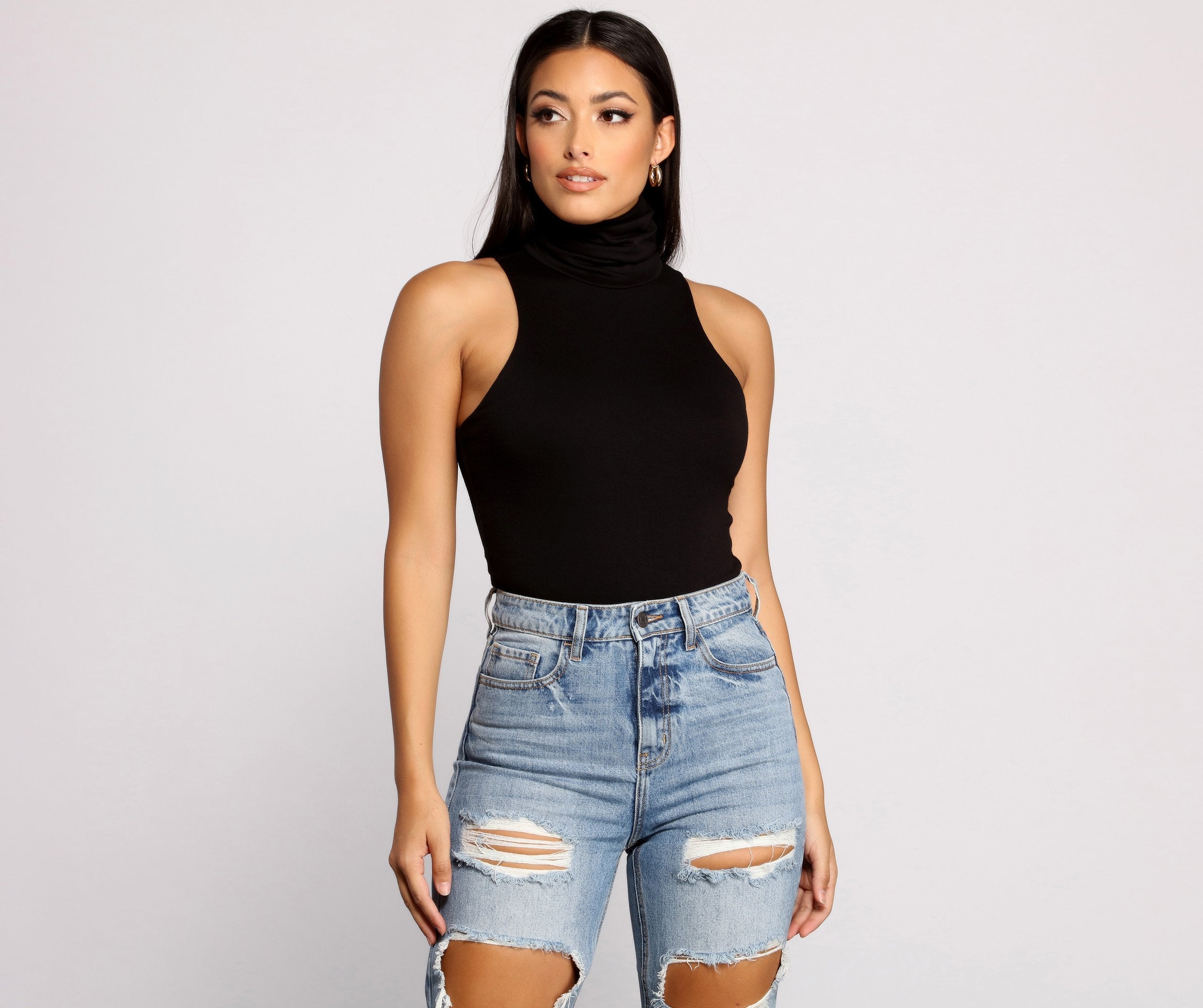 Captivate Me Basic Crepe Sleeveless Bodysuit - Lady Occasions