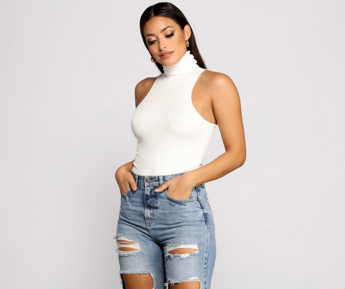 Captivate Me Basic Crepe Sleeveless Bodysuit - Lady Occasions