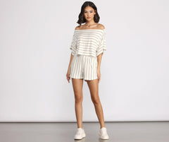 Sweet Stripes Dolman Sleeve Crop Top - Lady Occasions