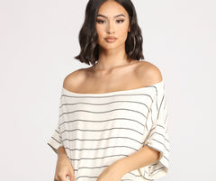 Sweet Stripes Dolman Sleeve Crop Top - Lady Occasions