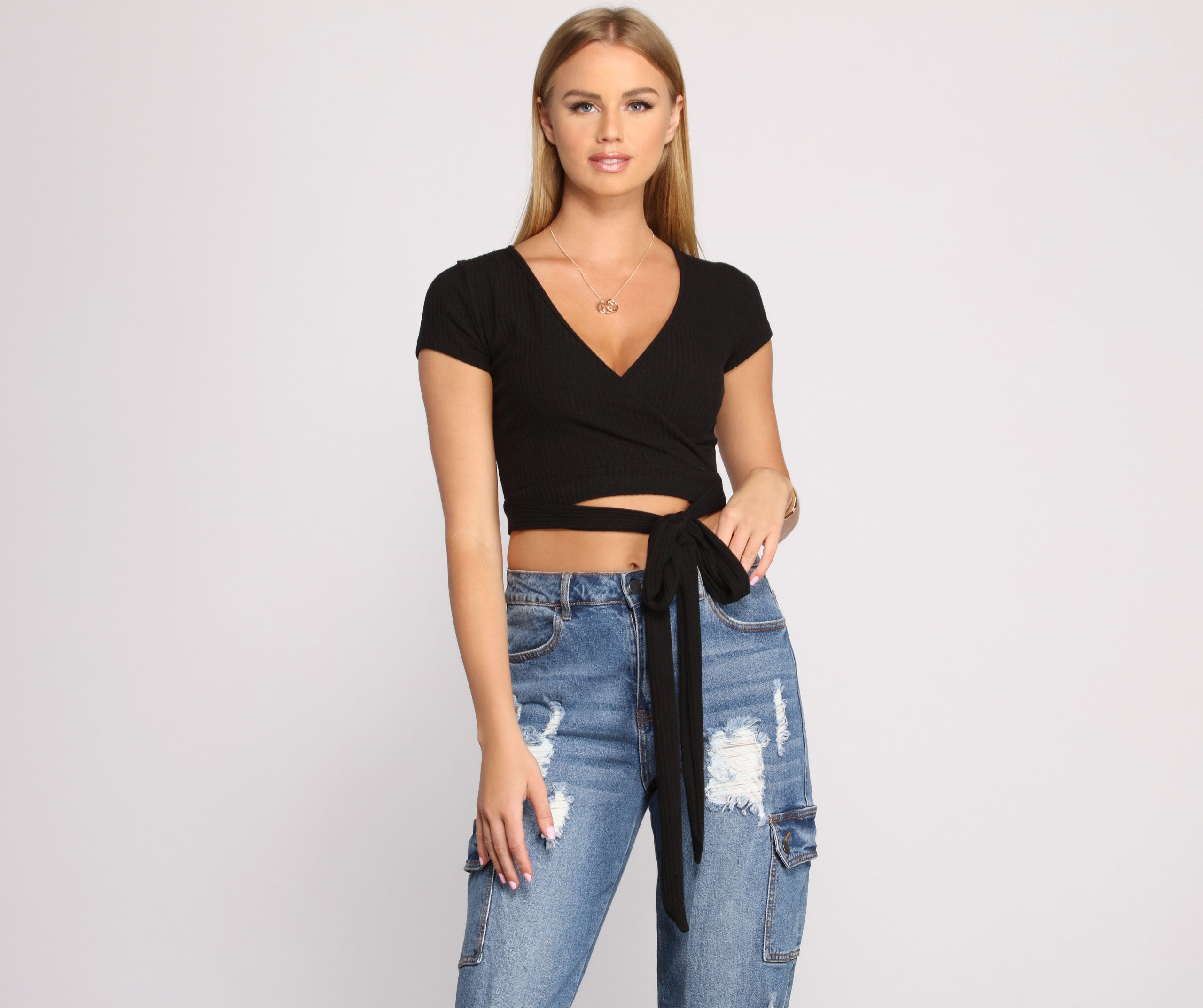 Tied To Basics Ribbed Crop Top - Lady Occasions