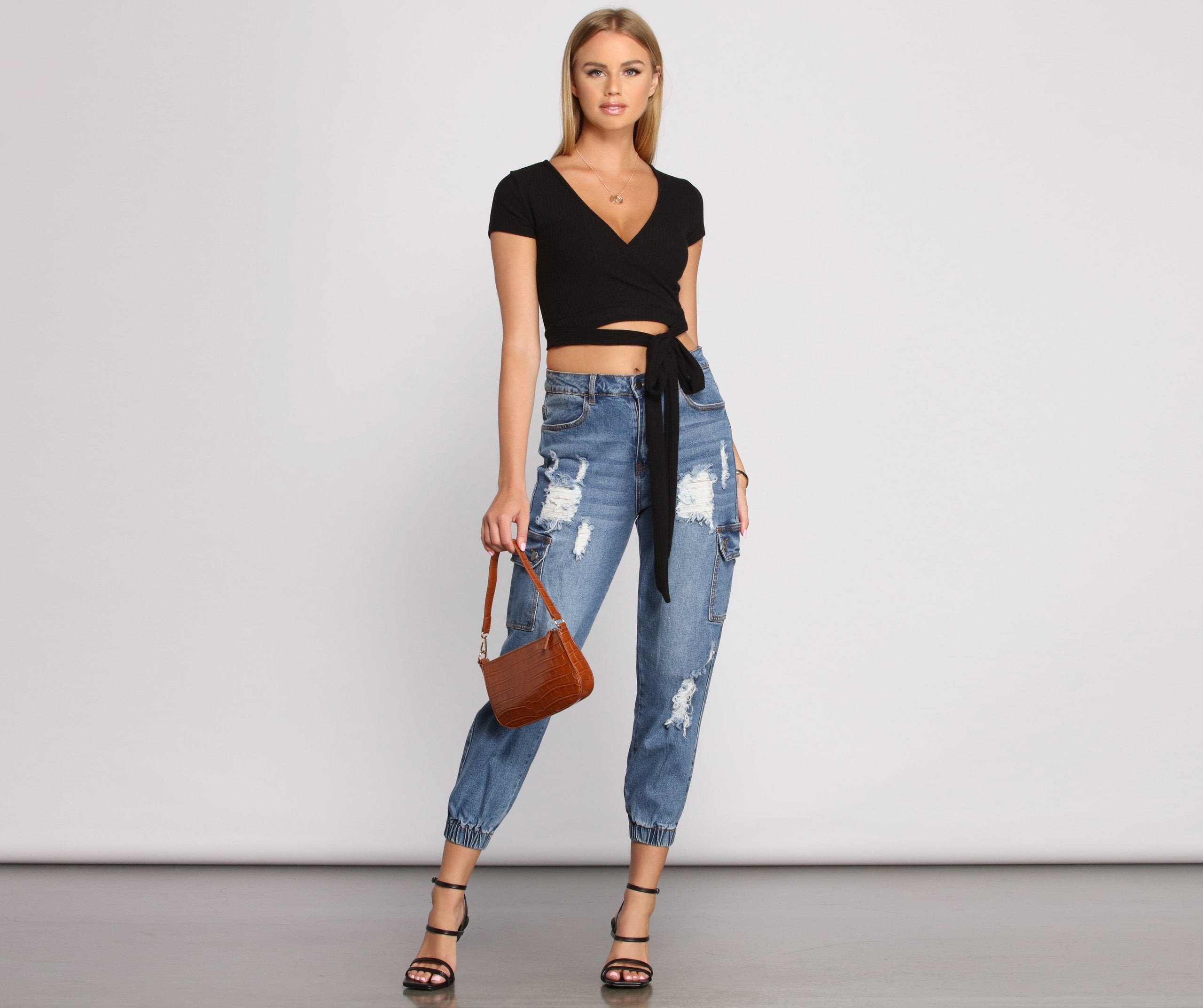 Tied To Basics Ribbed Crop Top - Lady Occasions