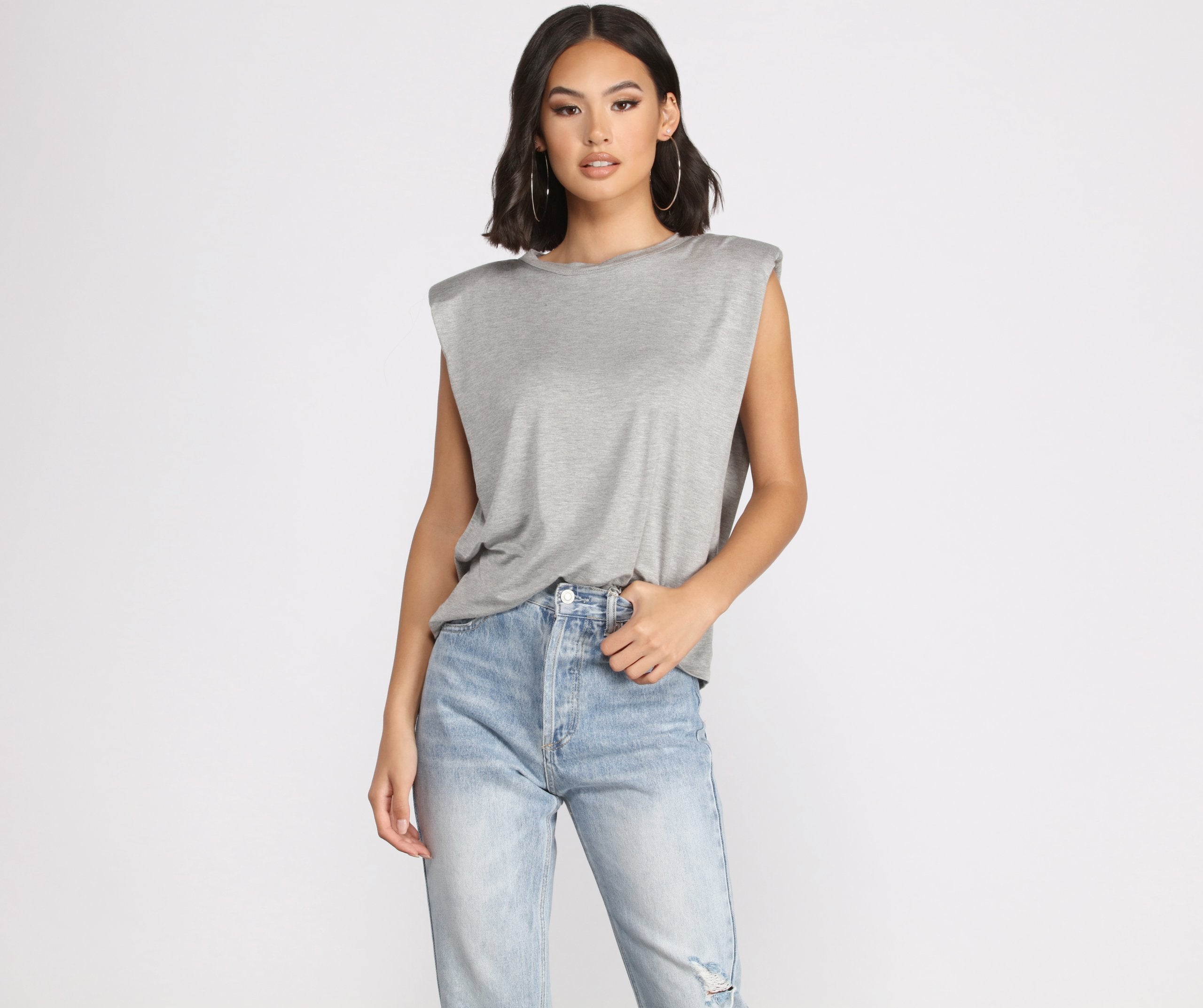 Crew Neck Basic Muscle Tee - Lady Occasions