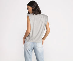 Crew Neck Basic Muscle Tee - Lady Occasions