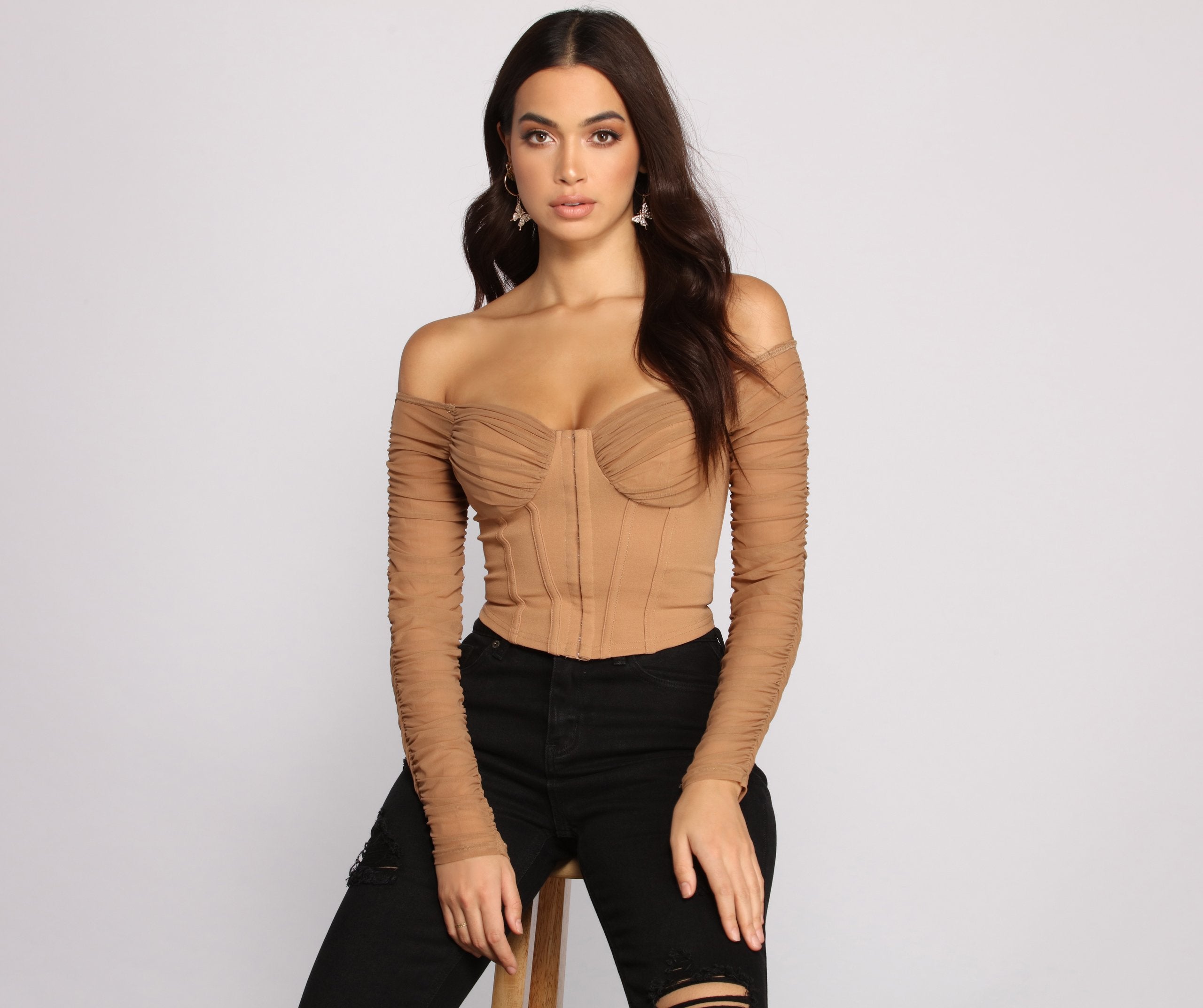 Ruched Moment Cropped Bustier - Lady Occasions