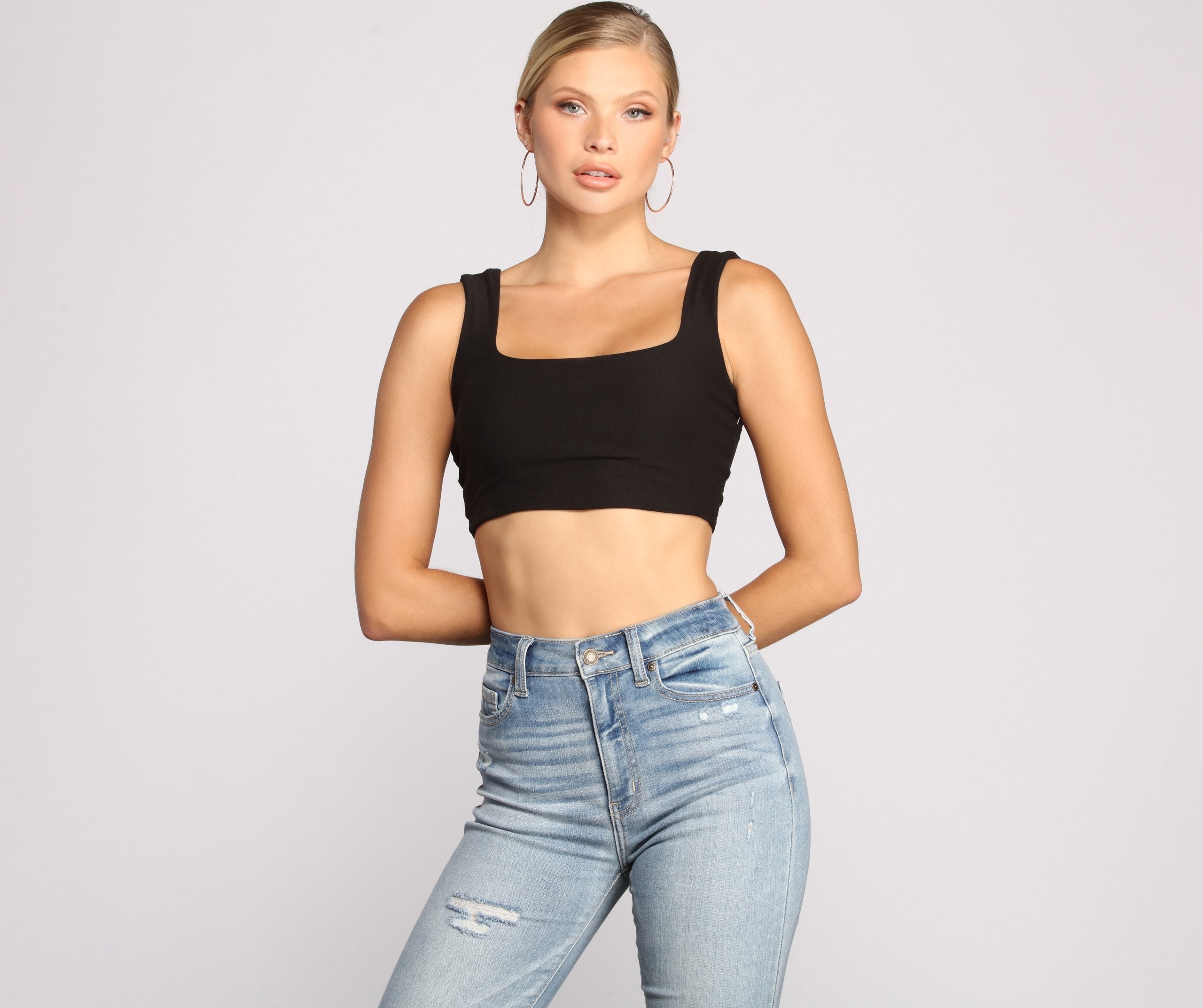 Classic Chic Wide Strap Crop Top - Lady Occasions