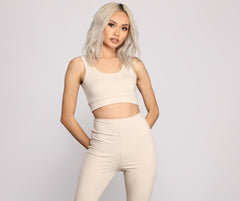 Scoop Neck Ribbed Knit Crop Top - Lady Occasions