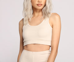 Scoop Neck Ribbed Knit Crop Top - Lady Occasions