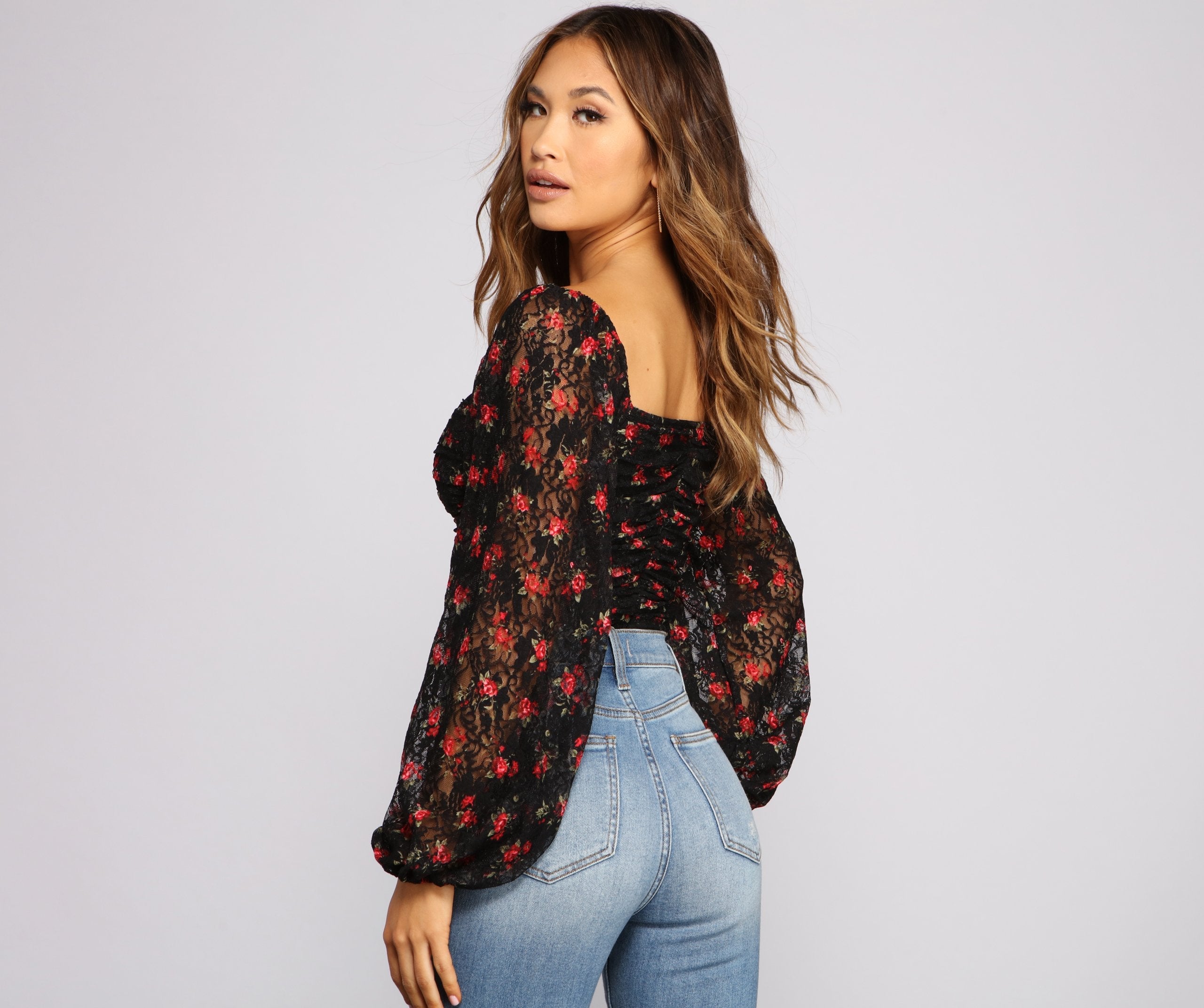 Floral Passion Lace-Up Bodysuit - Lady Occasions