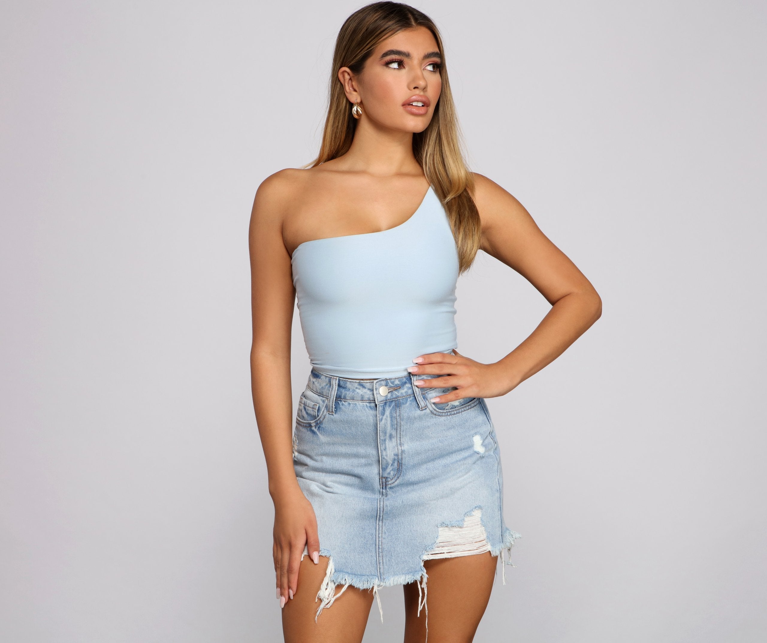 Sultry Style One-Shoulder Crop Top - Lady Occasions