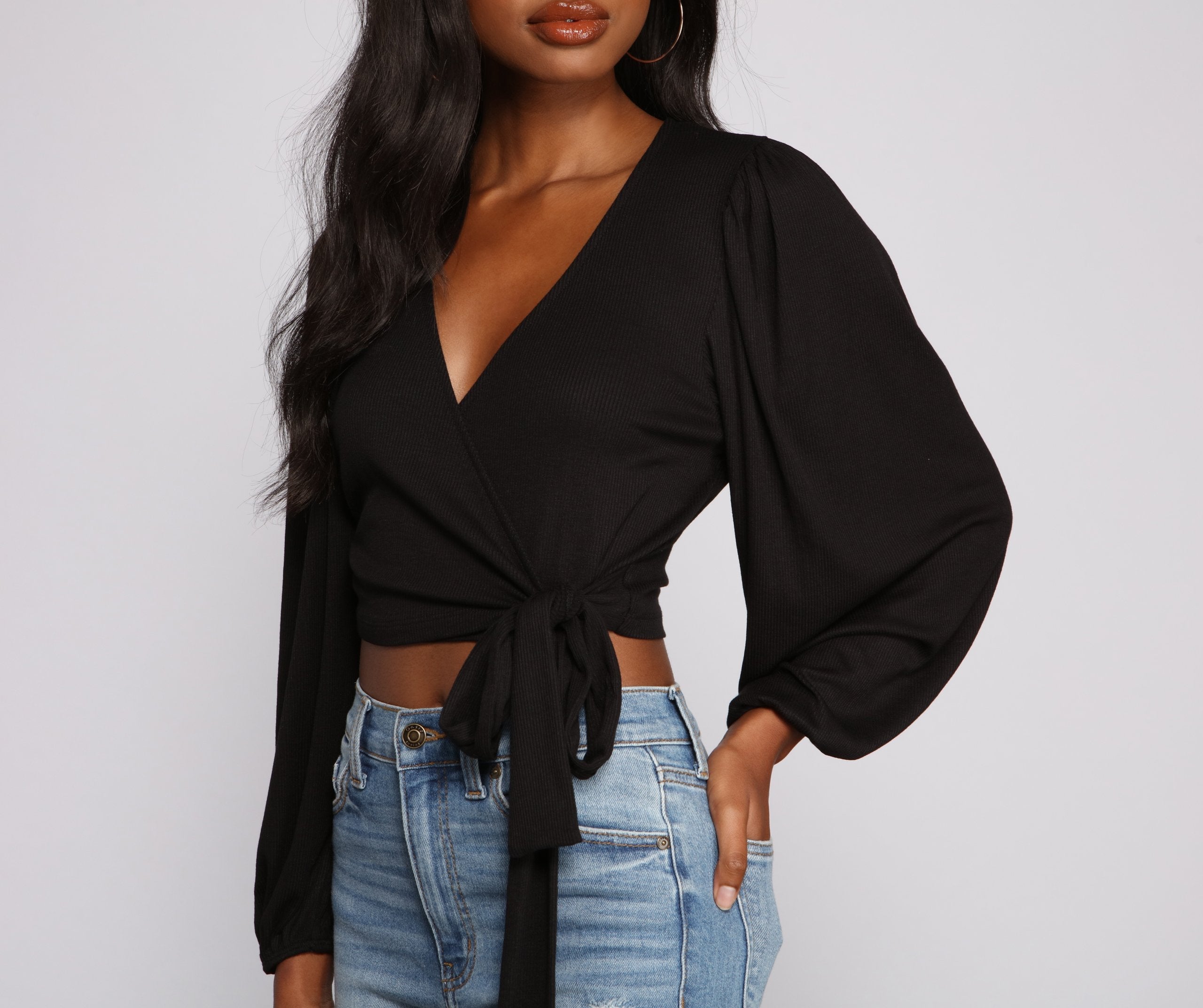 Effortless Chic Wrap Front Crop Top - Lady Occasions