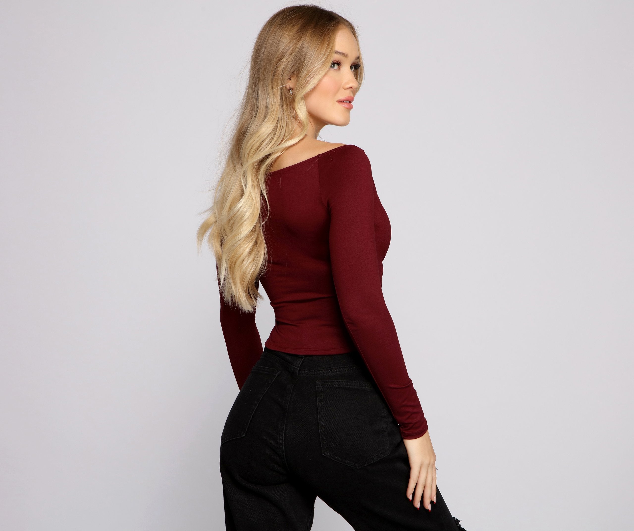 Keeping Knit Basic Surplice Wrap Top - Lady Occasions