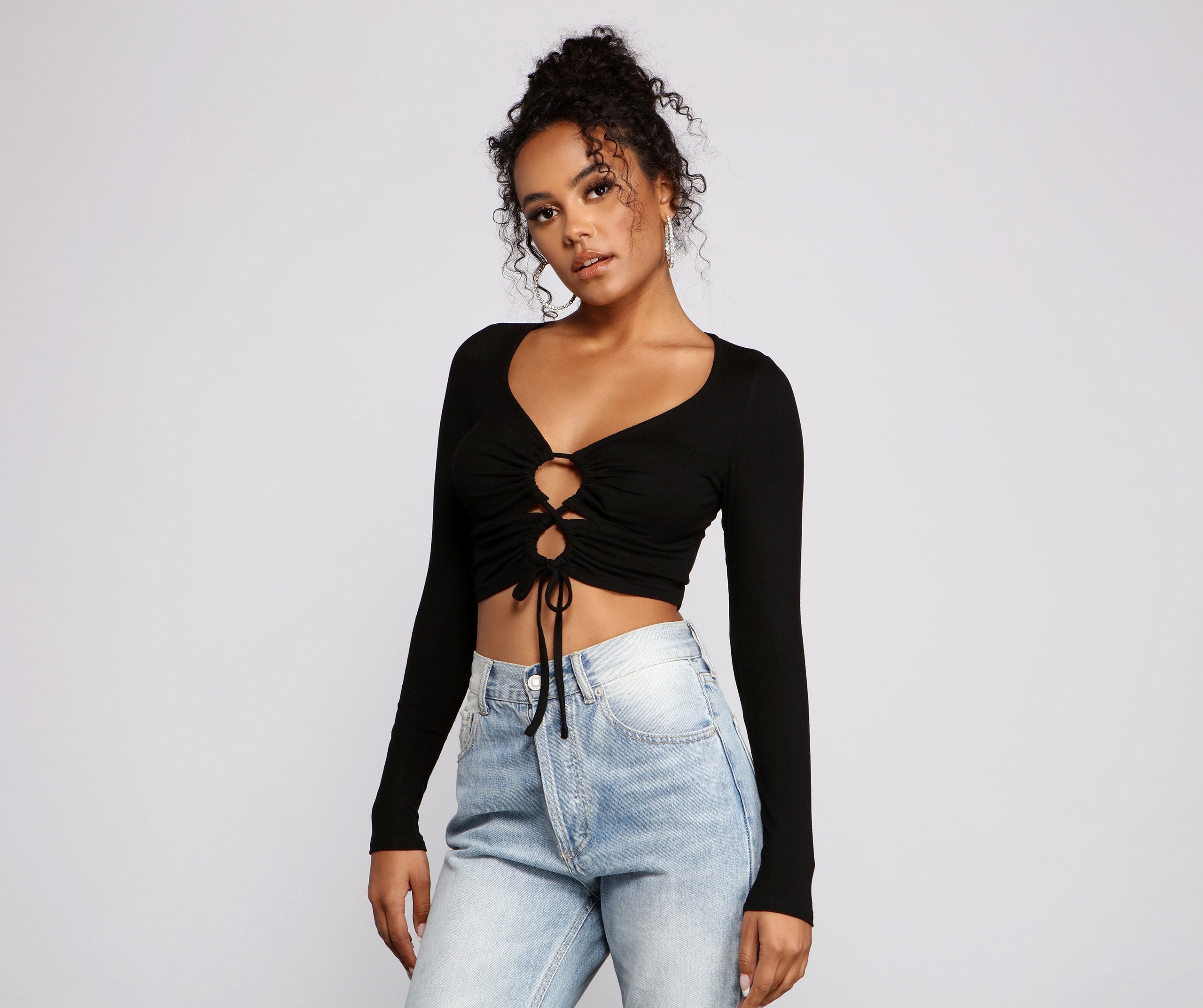 Trendy Twist Front Brushed Knit Crop Top - Lady Occasions