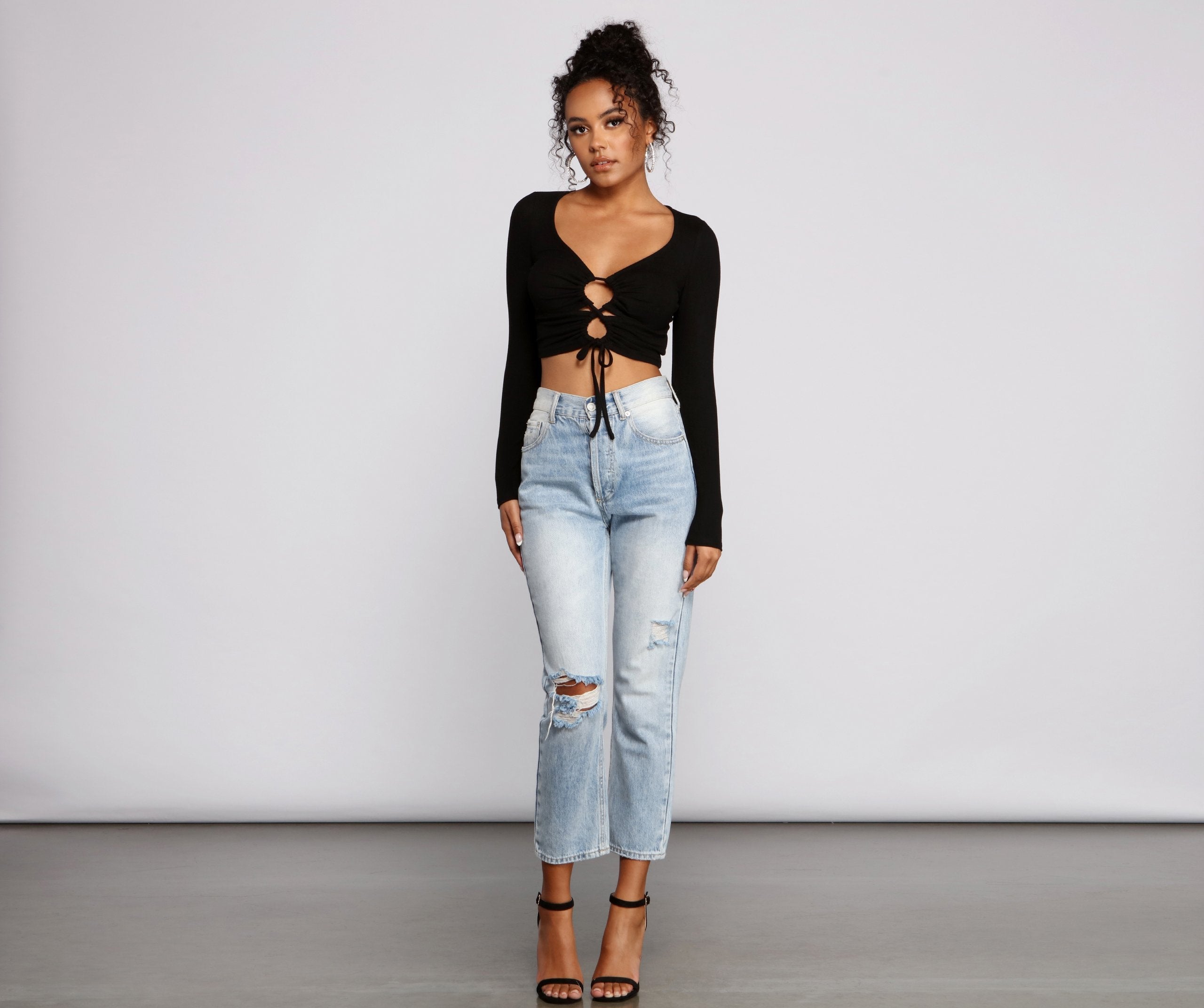 Trendy Twist Front Brushed Knit Crop Top - Lady Occasions