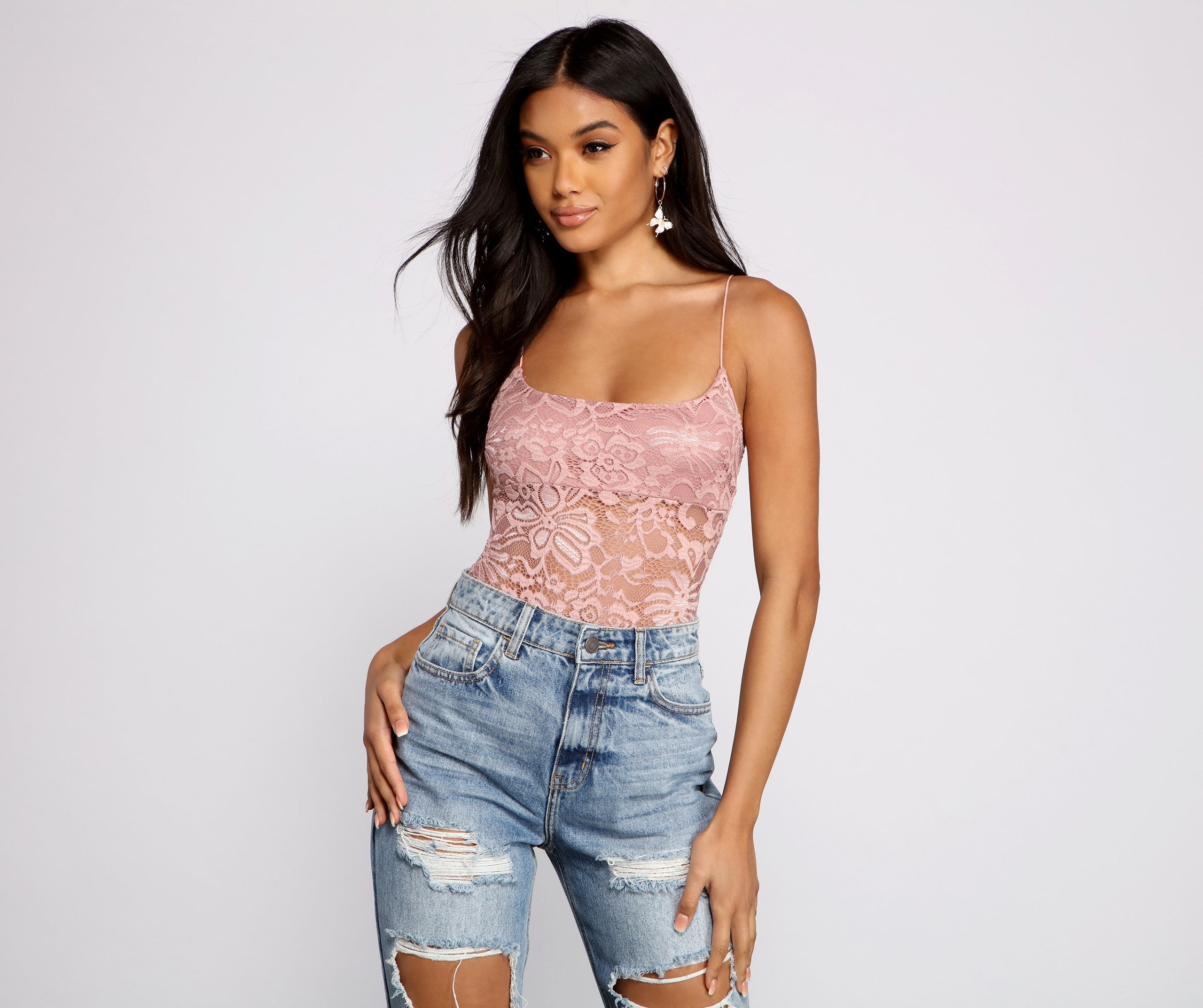 Romantic Vibes Sheer Lace Bodysuit - Lady Occasions