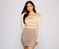 Off the Shoulder Ribbed Crop Top - Lady Occasions