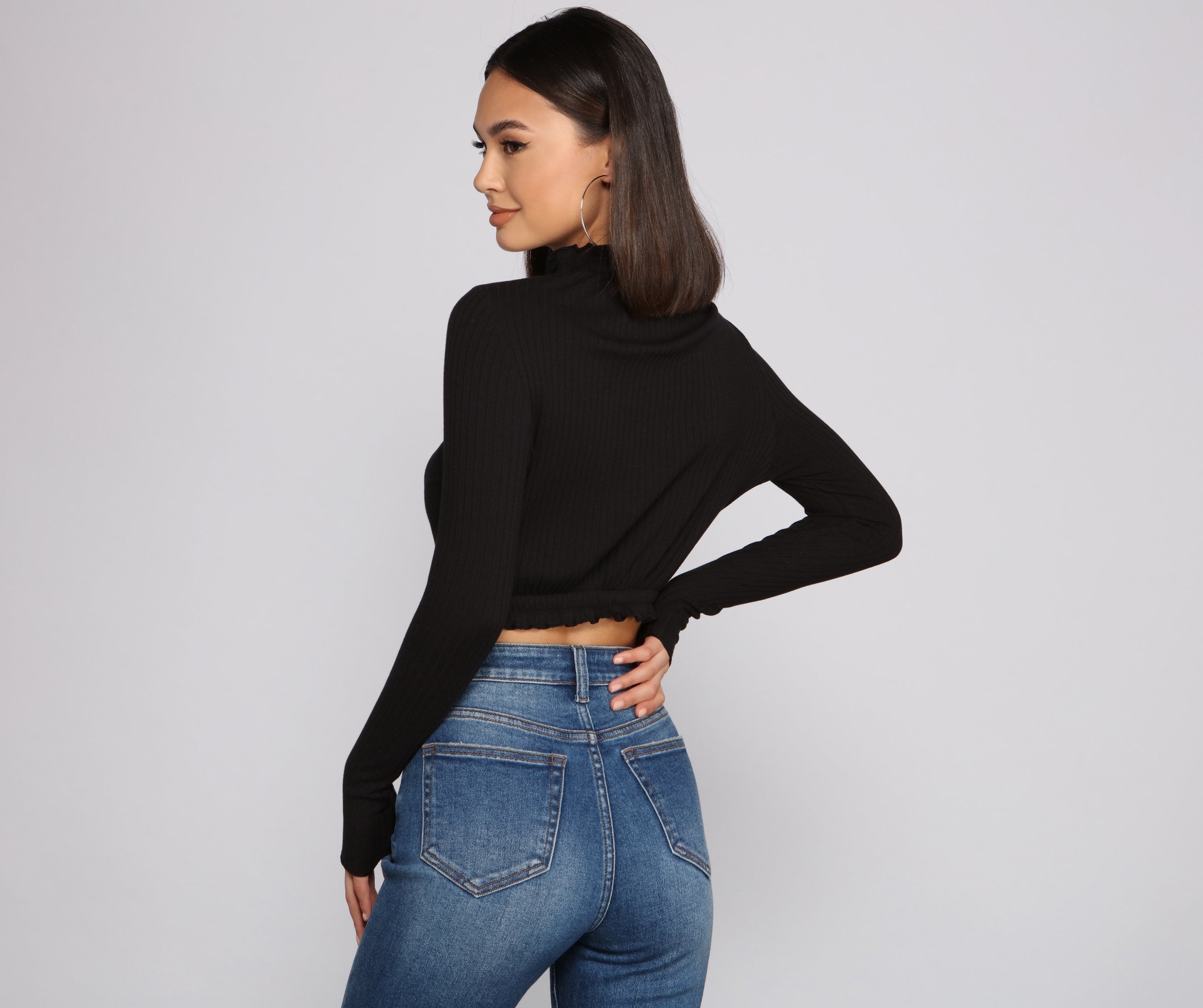 Stylish Babe Mock Neck Crop Top - Lady Occasions