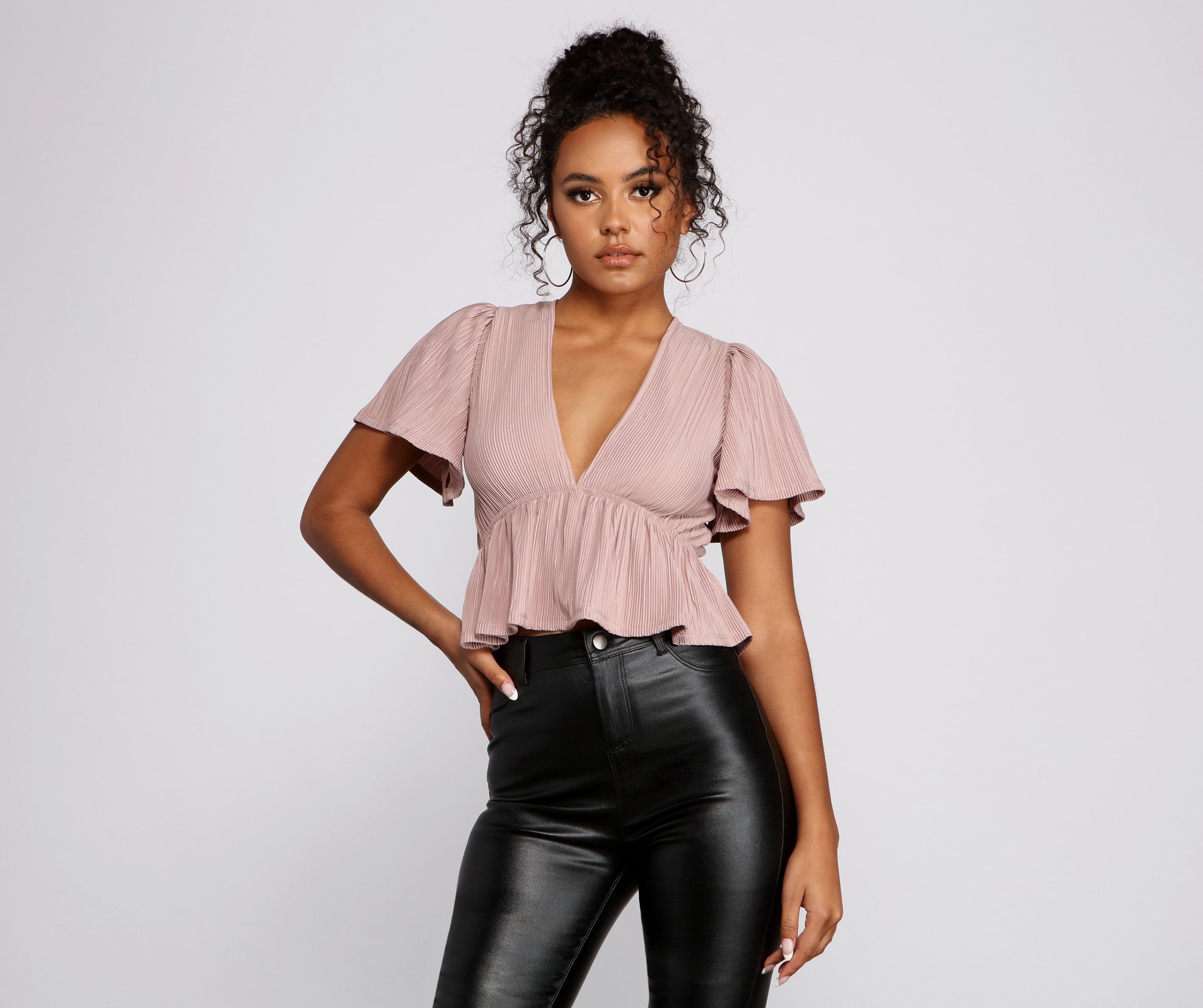 Pleated and Poised Peplum Blouse - Lady Occasions