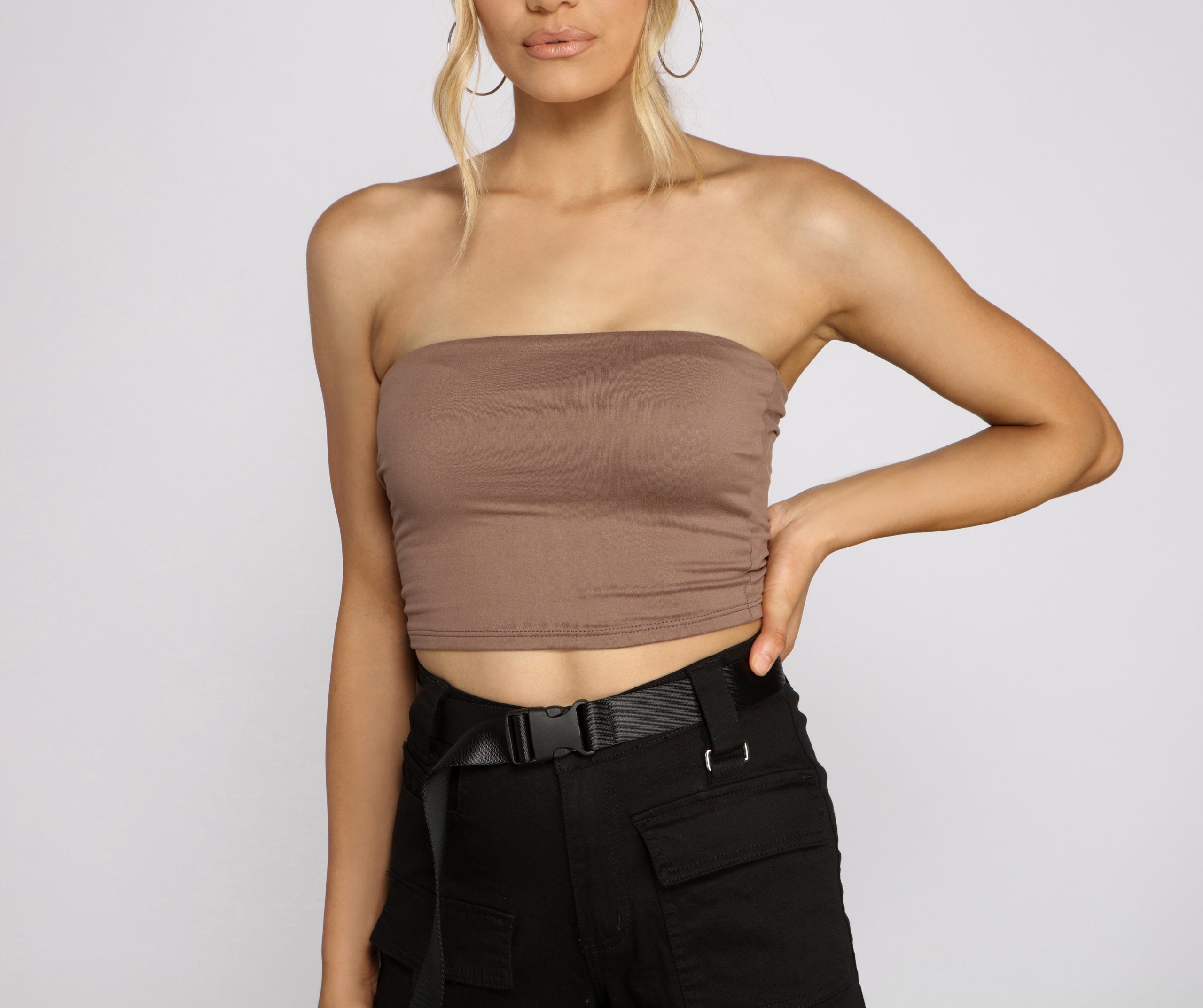 Double Knit Cropped Tube Top - Lady Occasions