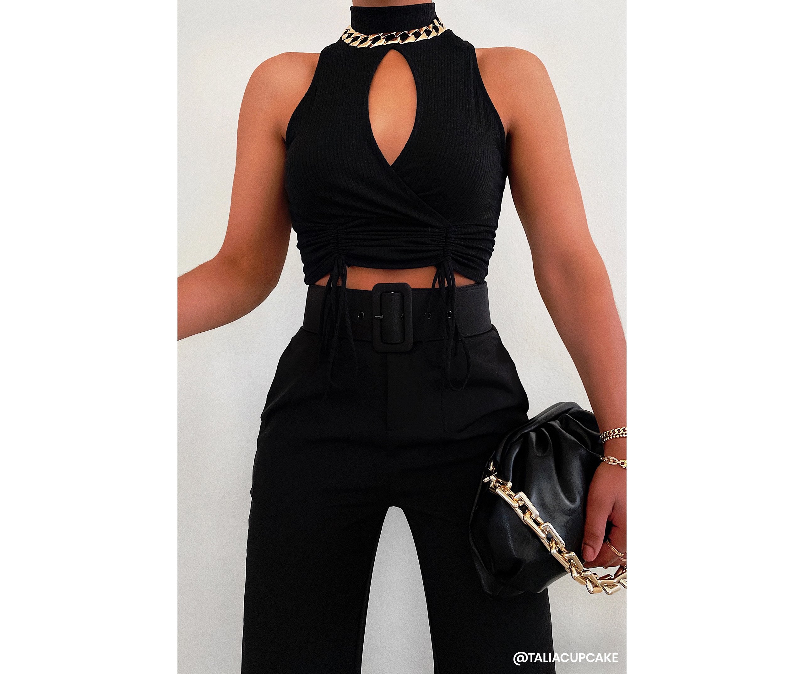 Key To Glam Ruched Ribbed Crop Top - Lady Occasions