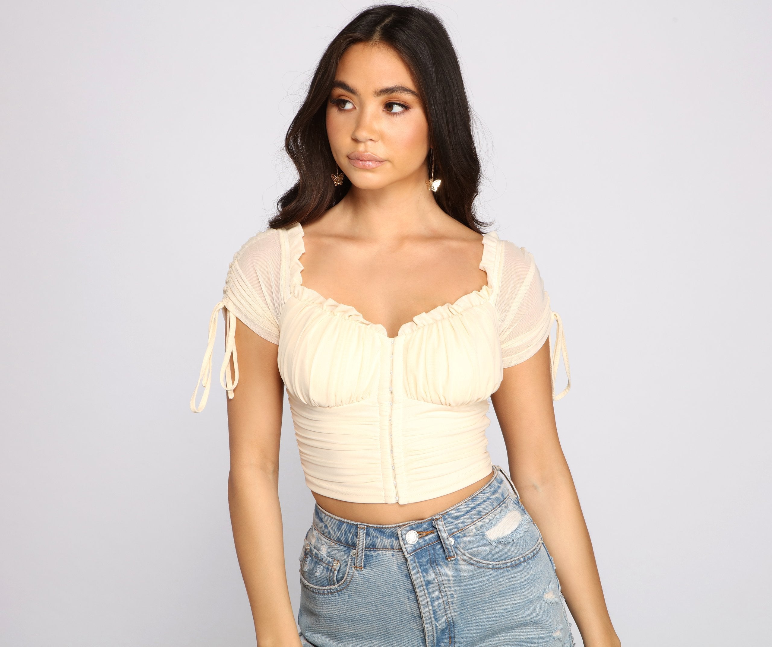 Hooked In Ruched Crop Top - Lady Occasions
