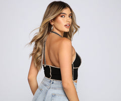 Taking The Plunge Ribbed Knit Halter Top - Lady Occasions