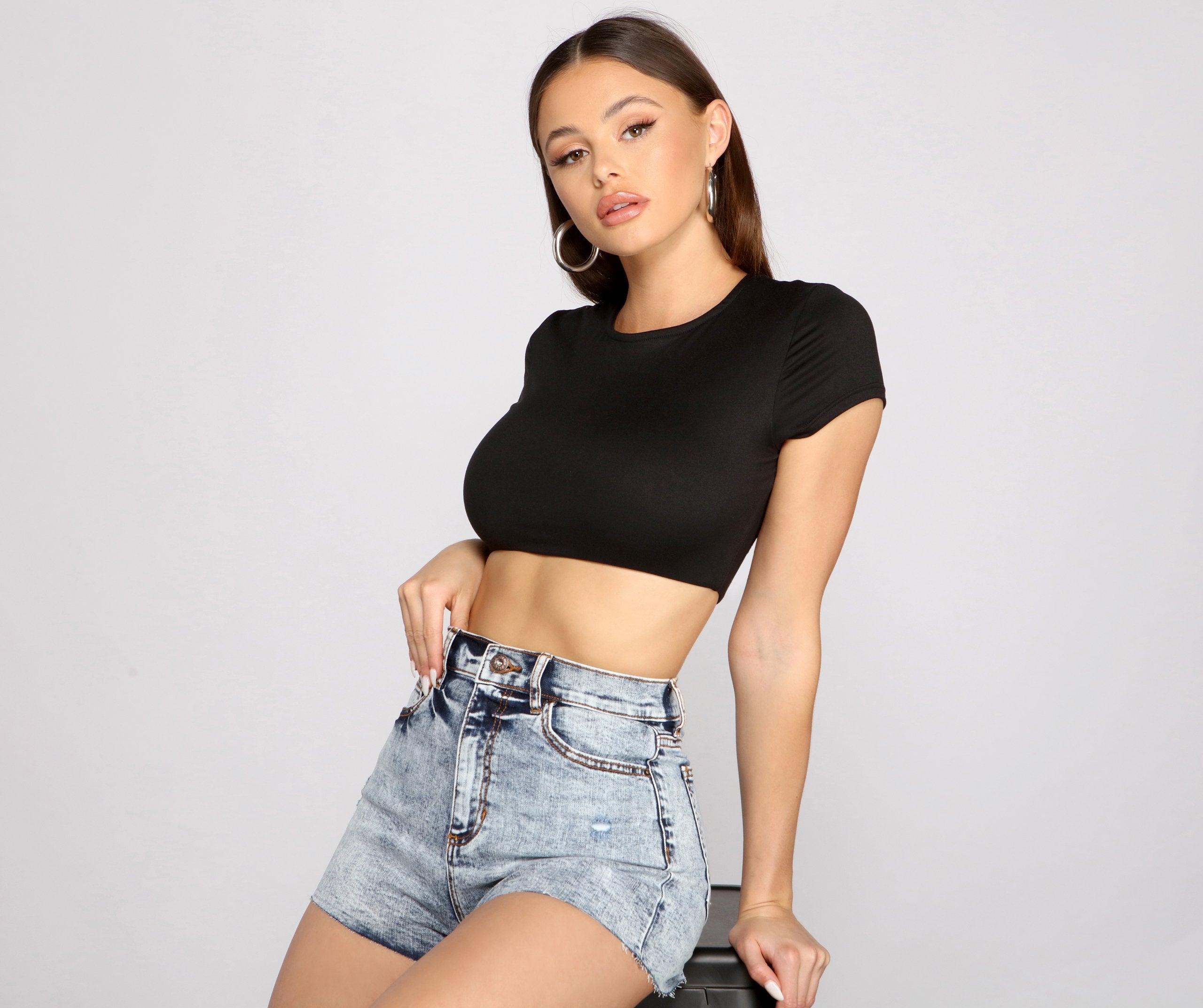 Basic Must-Have Knit Crop Top - Lady Occasions