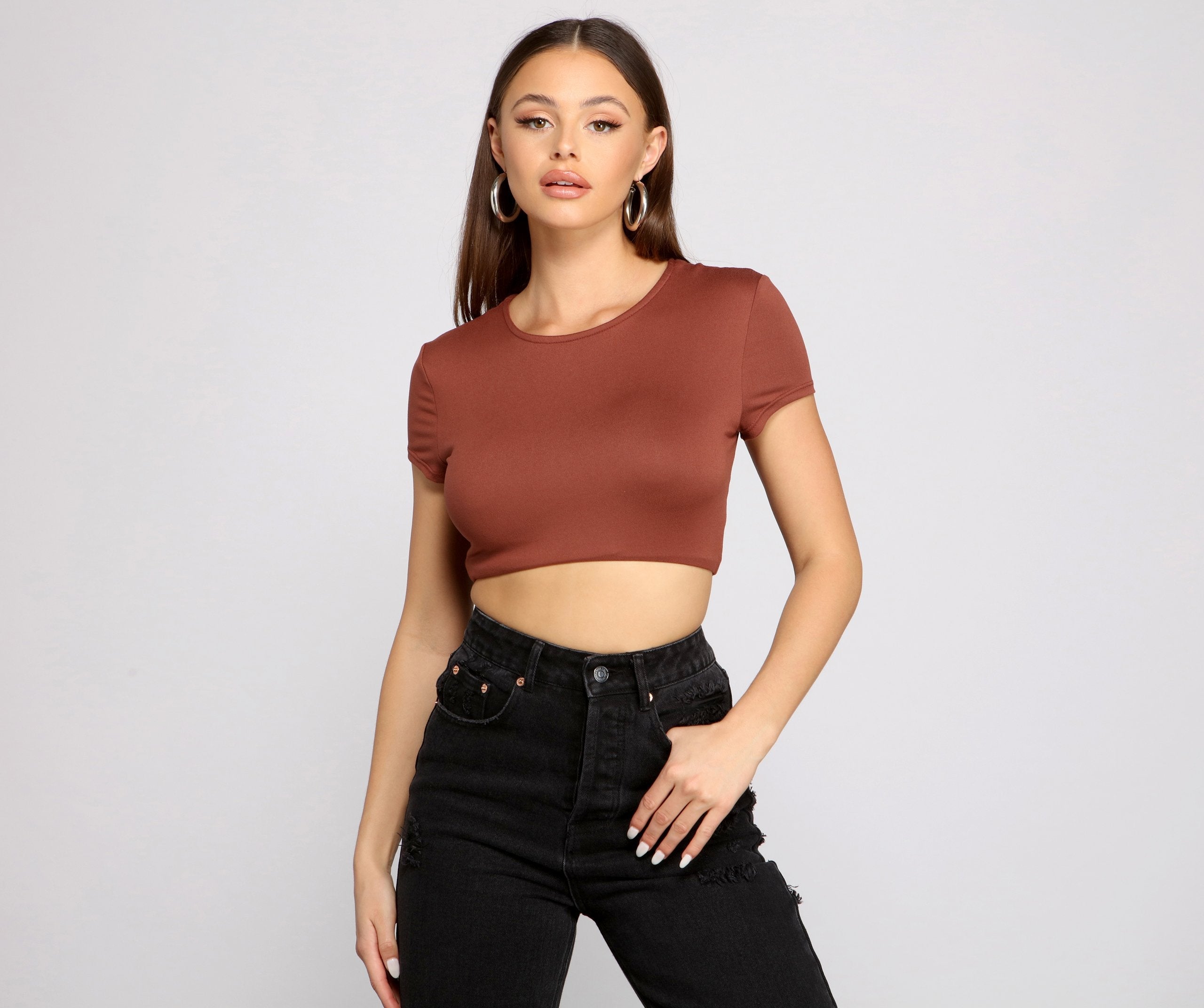 Basic Must-Have Knit Crop Top - Lady Occasions