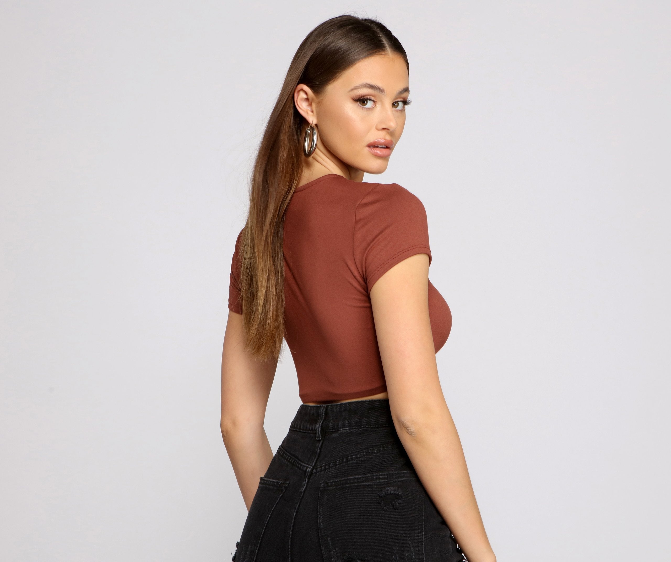 Basic Must-Have Knit Crop Top - Lady Occasions