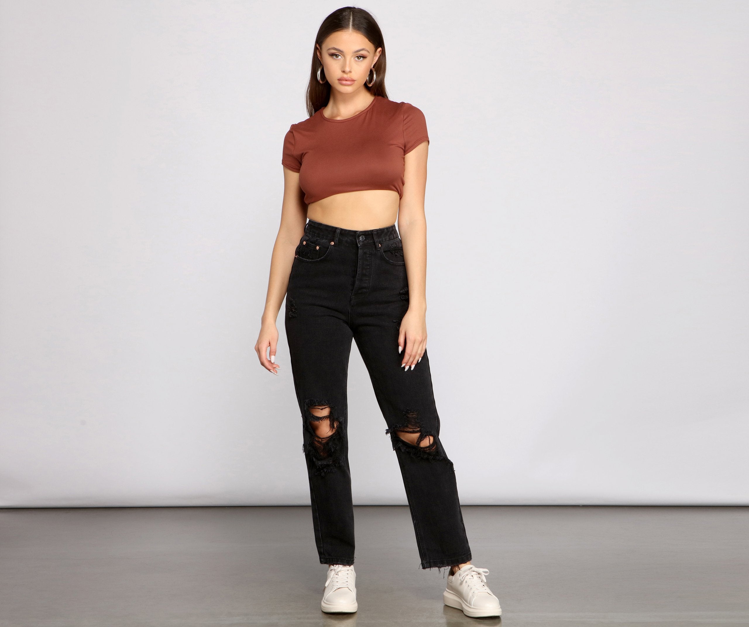 Basic Must-Have Knit Crop Top - Lady Occasions