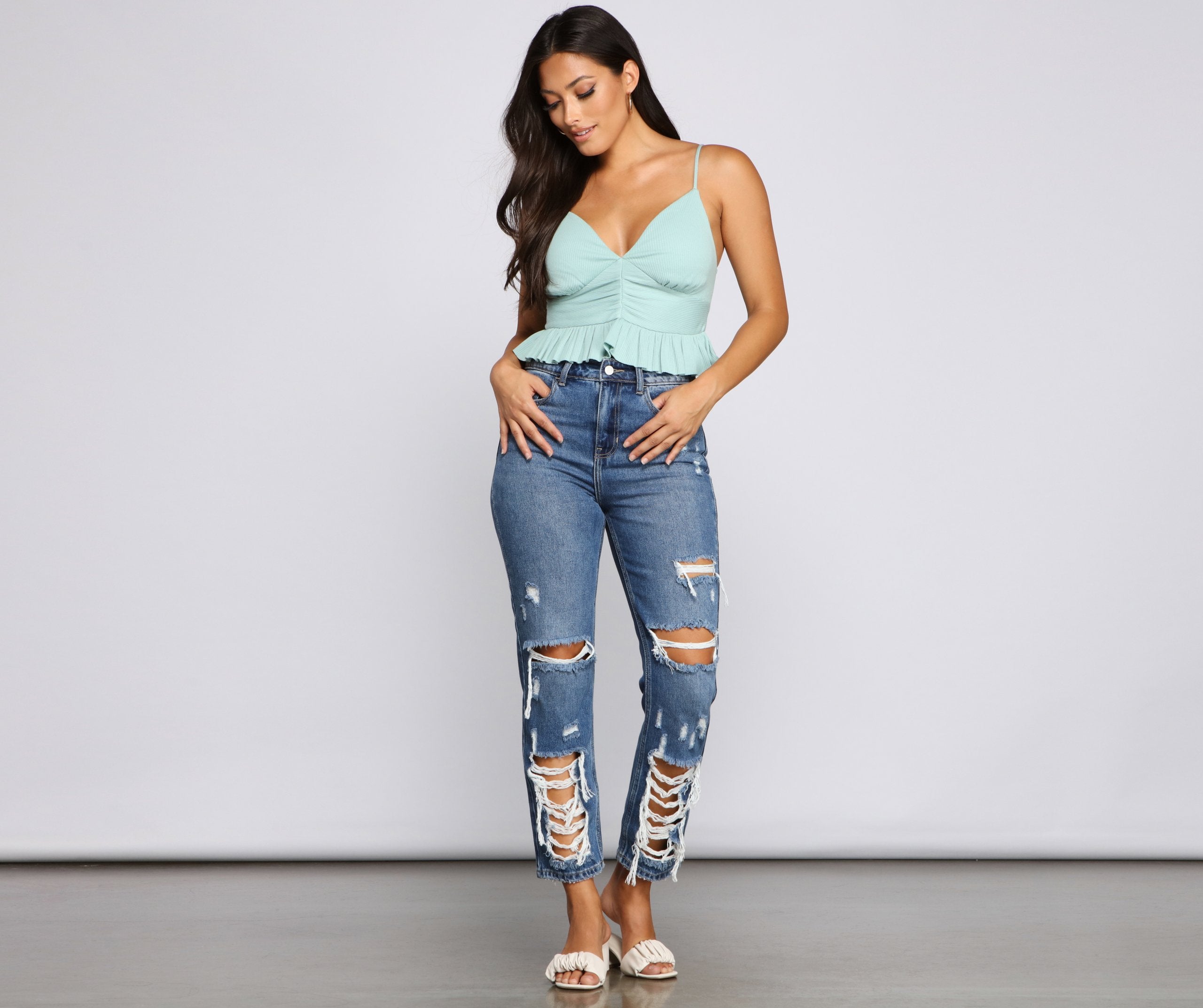 Flirty Flair Ruffled Crop Top - Lady Occasions