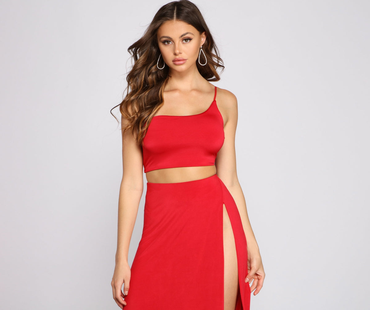 Bold Impressions One Shoulder Crop Top - Lady Occasions