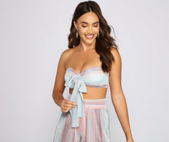 Trendy Pleated And Striped Tube Top - Lady Occasions