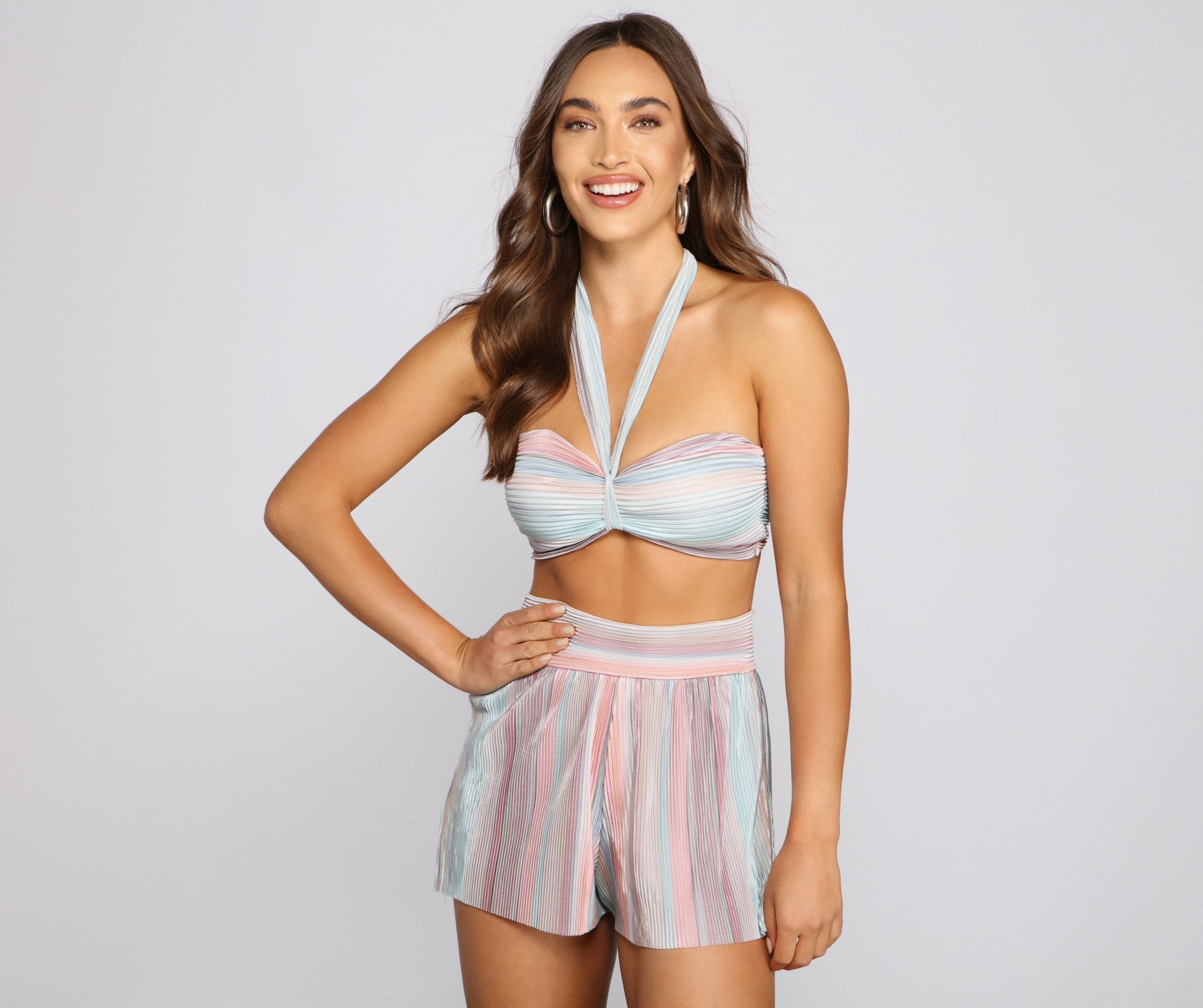 Trendy Pleated And Striped Tube Top - Lady Occasions