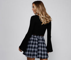 Chic Moment Bell Sleeve Crop Top - Lady Occasions