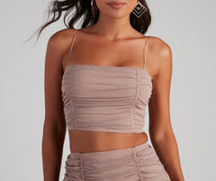 Party Stunner Glitter Crop Top - Lady Occasions