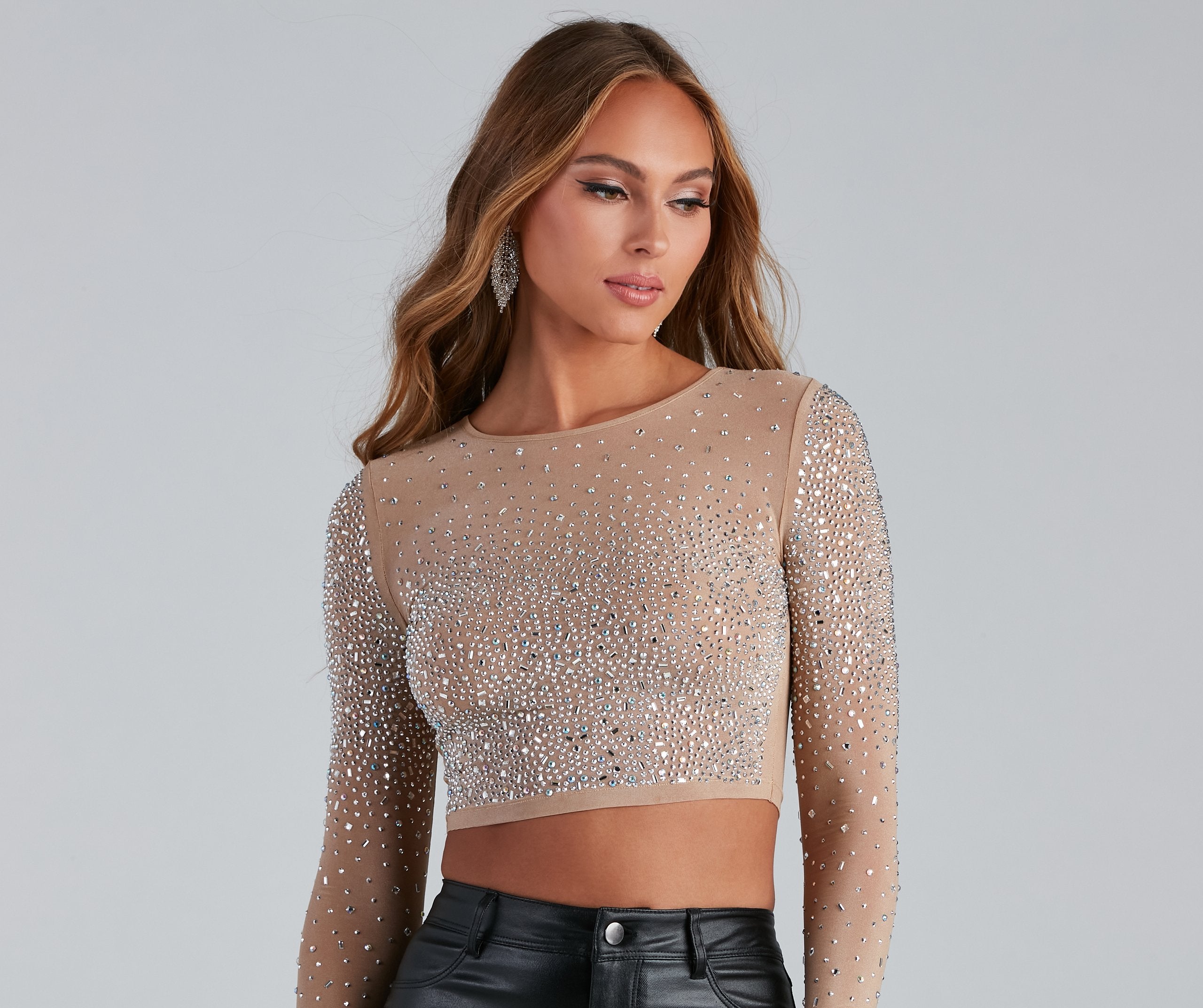 Glam It Up Embellished Crop Top - Lady Occasions