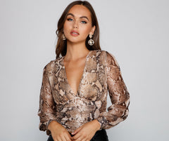 Alluring And Chic Snake Print Top - Lady Occasions