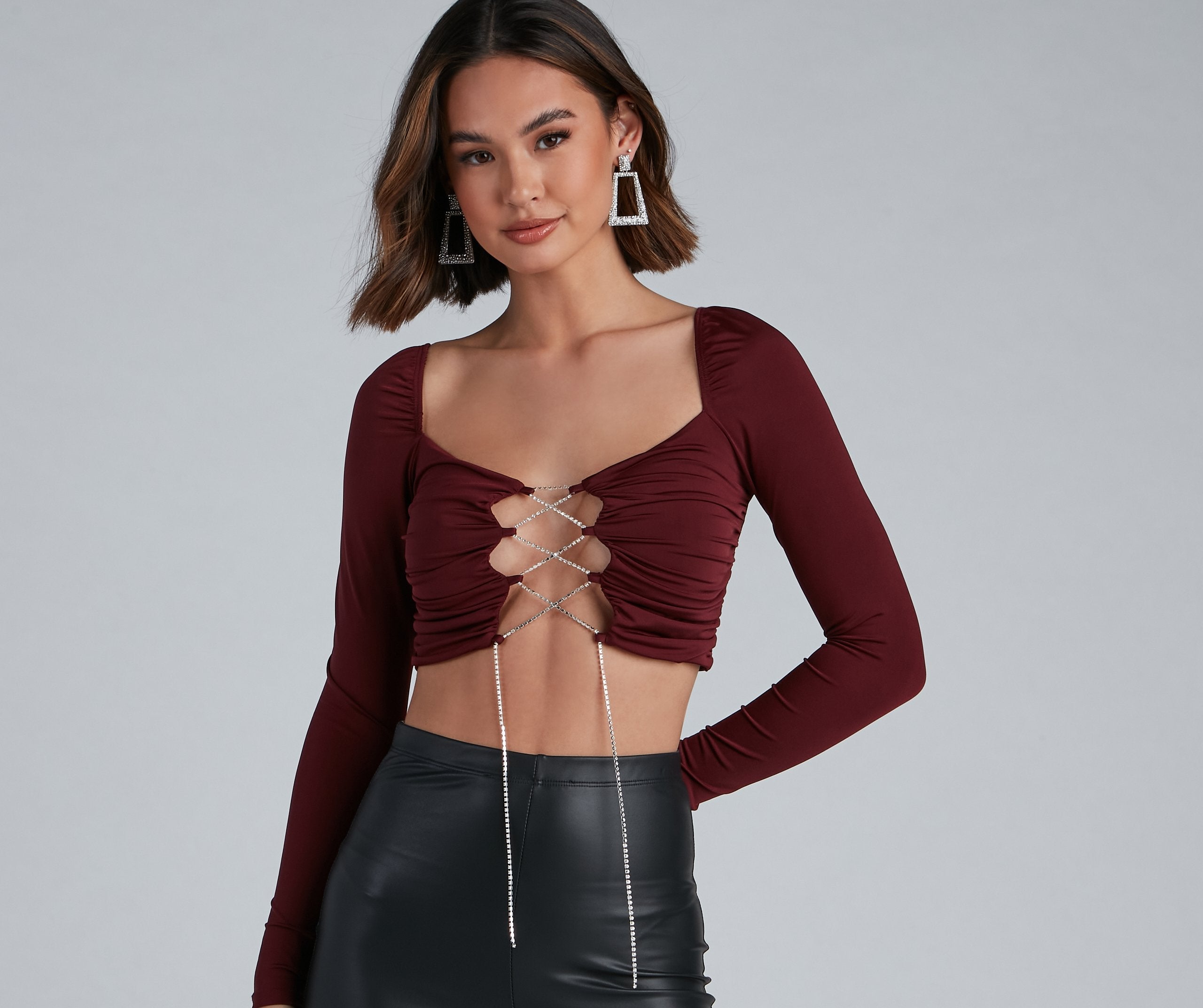 Rise And Stun Lace-Up Crop Top - Lady Occasions