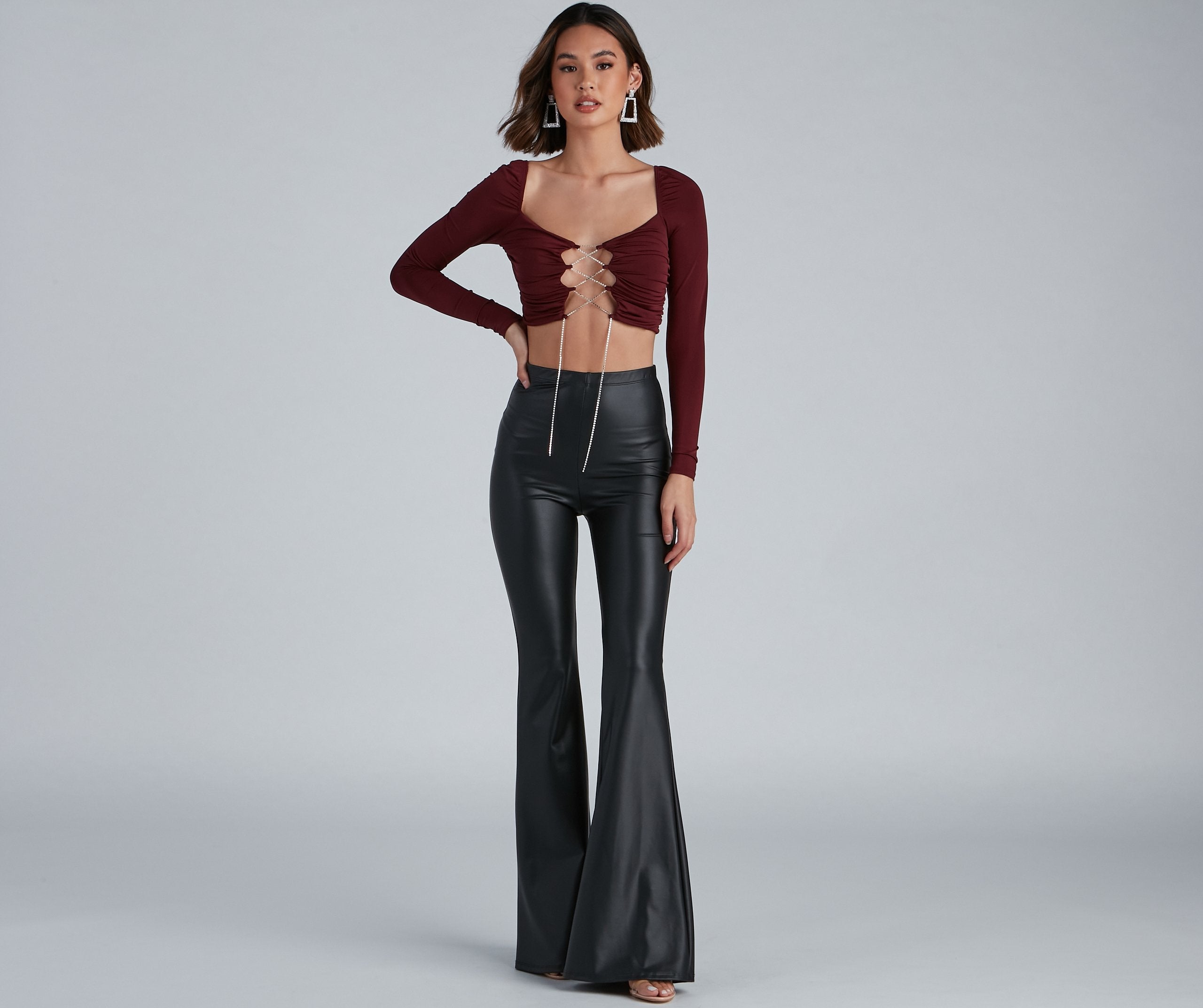 Rise And Stun Lace-Up Crop Top - Lady Occasions