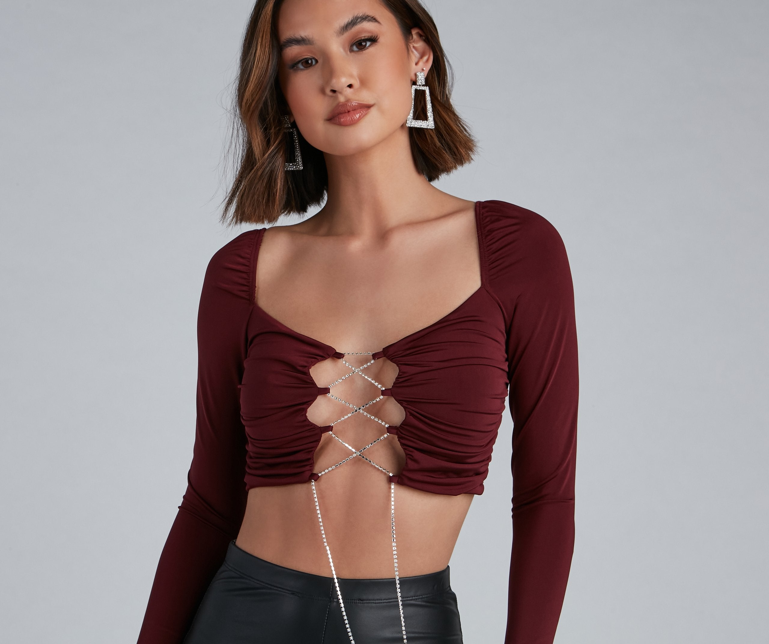 Rise And Stun Lace-Up Crop Top - Lady Occasions