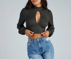 Keyhole Cutie Waffle Knit Crop Top - Lady Occasions