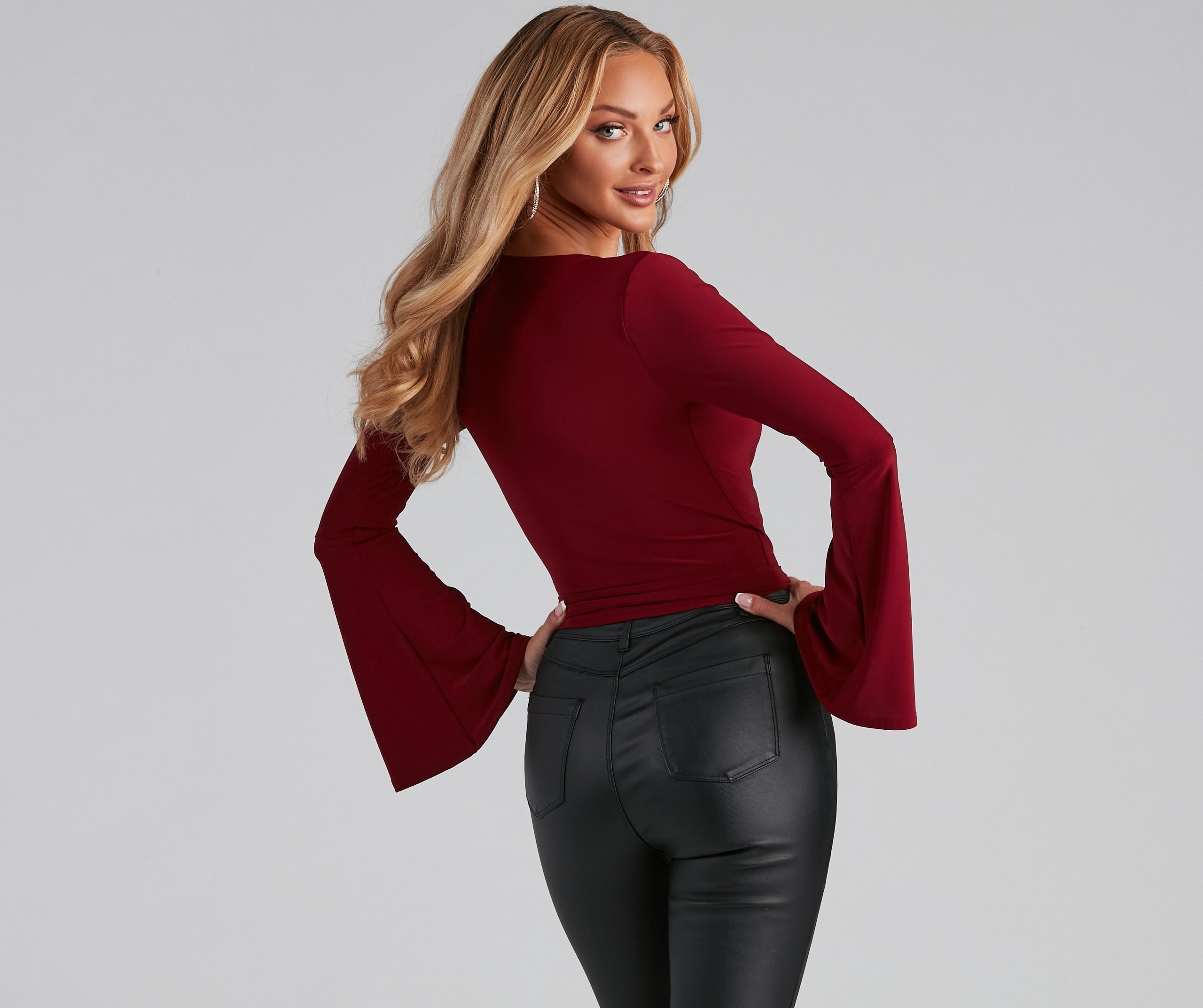 Wrapped In Chic Bell Sleeve Top - Lady Occasions