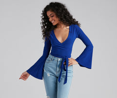 Wrapped In Chic Bell Sleeve Top - Lady Occasions