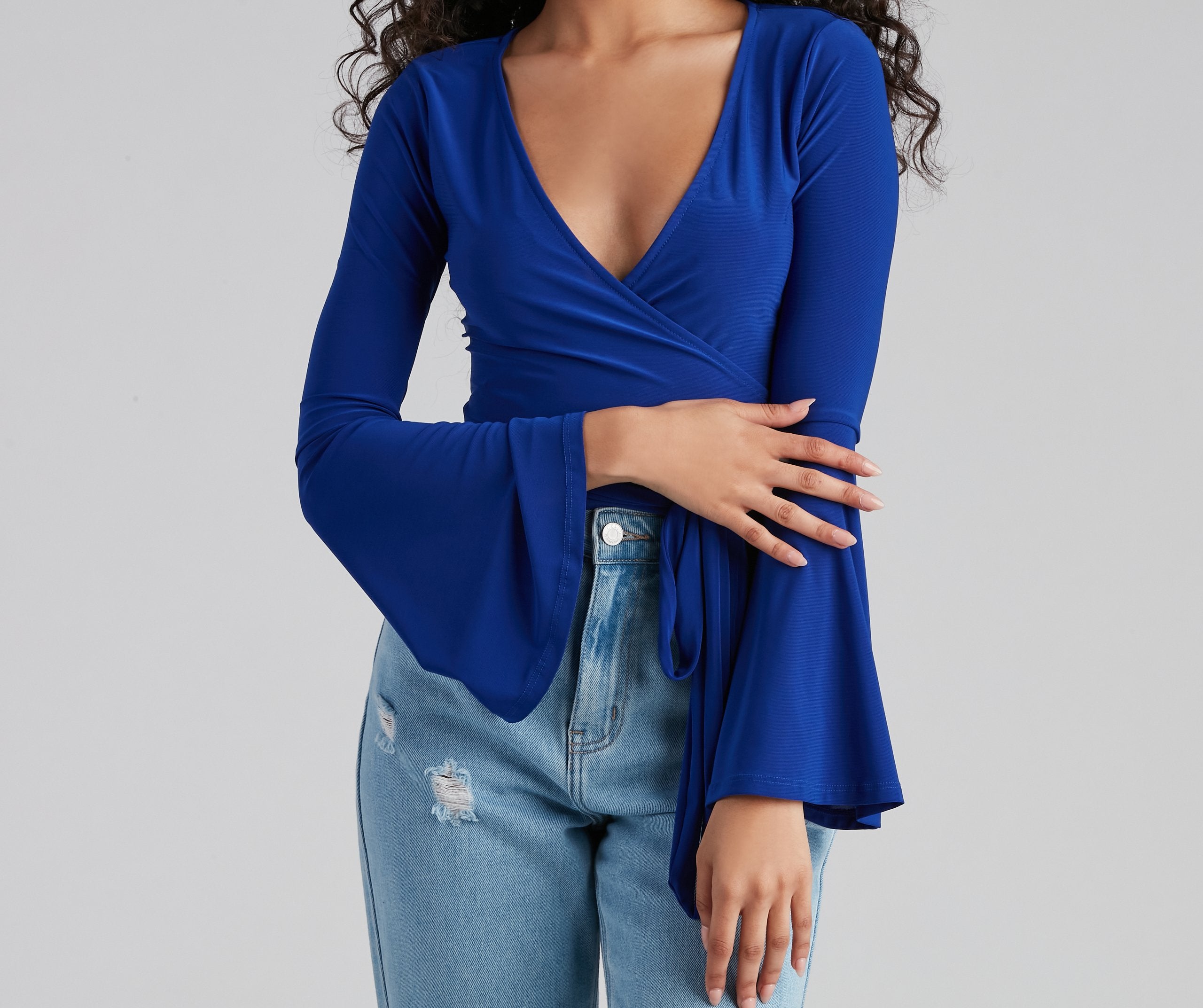 Wrapped In Chic Bell Sleeve Top - Lady Occasions