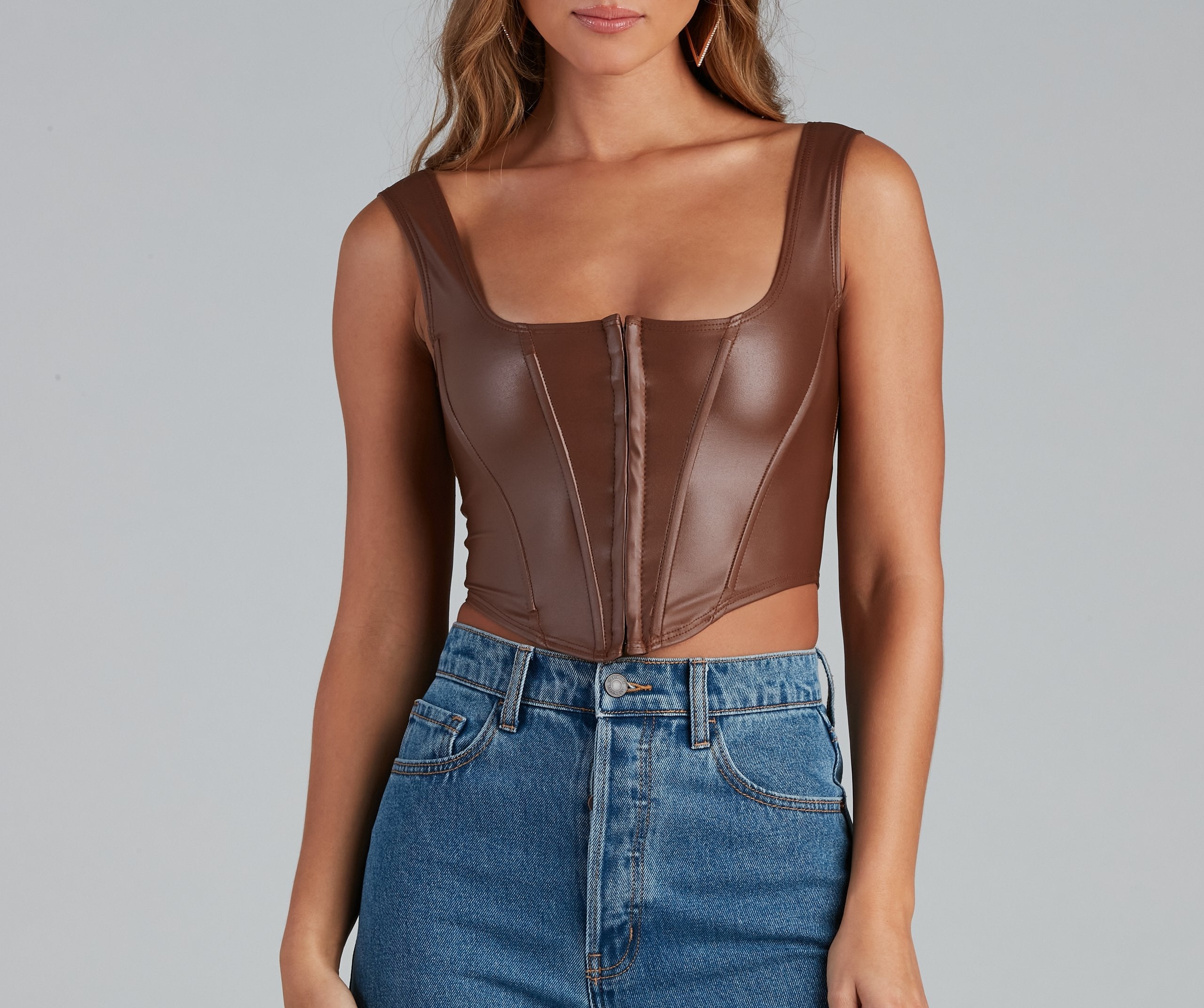 Cute Corset Faux Leather Crop Top – Lady Occasions